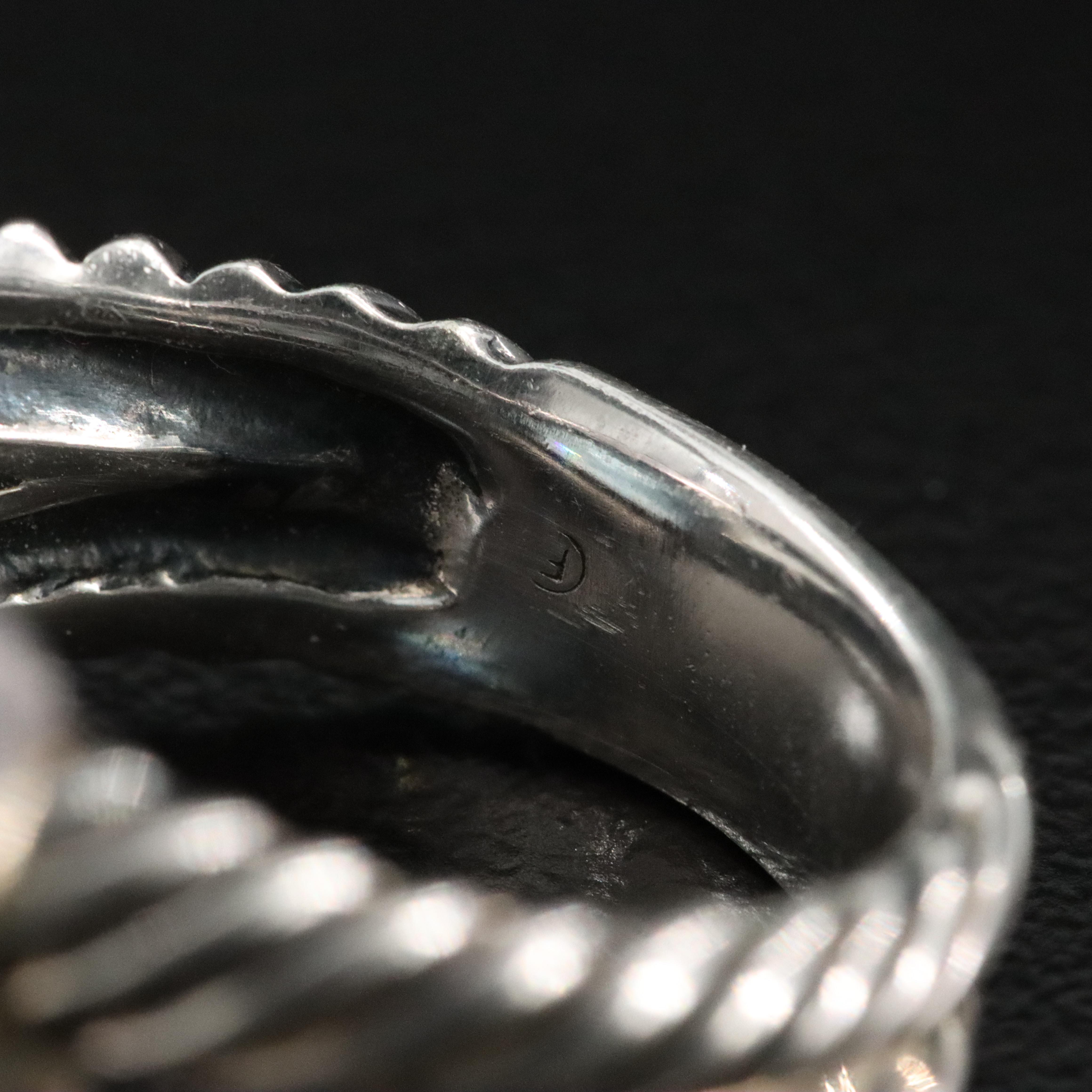 David Yurman Albion Sterling Blue Topaz and Diamond Ring with 18K Bezel