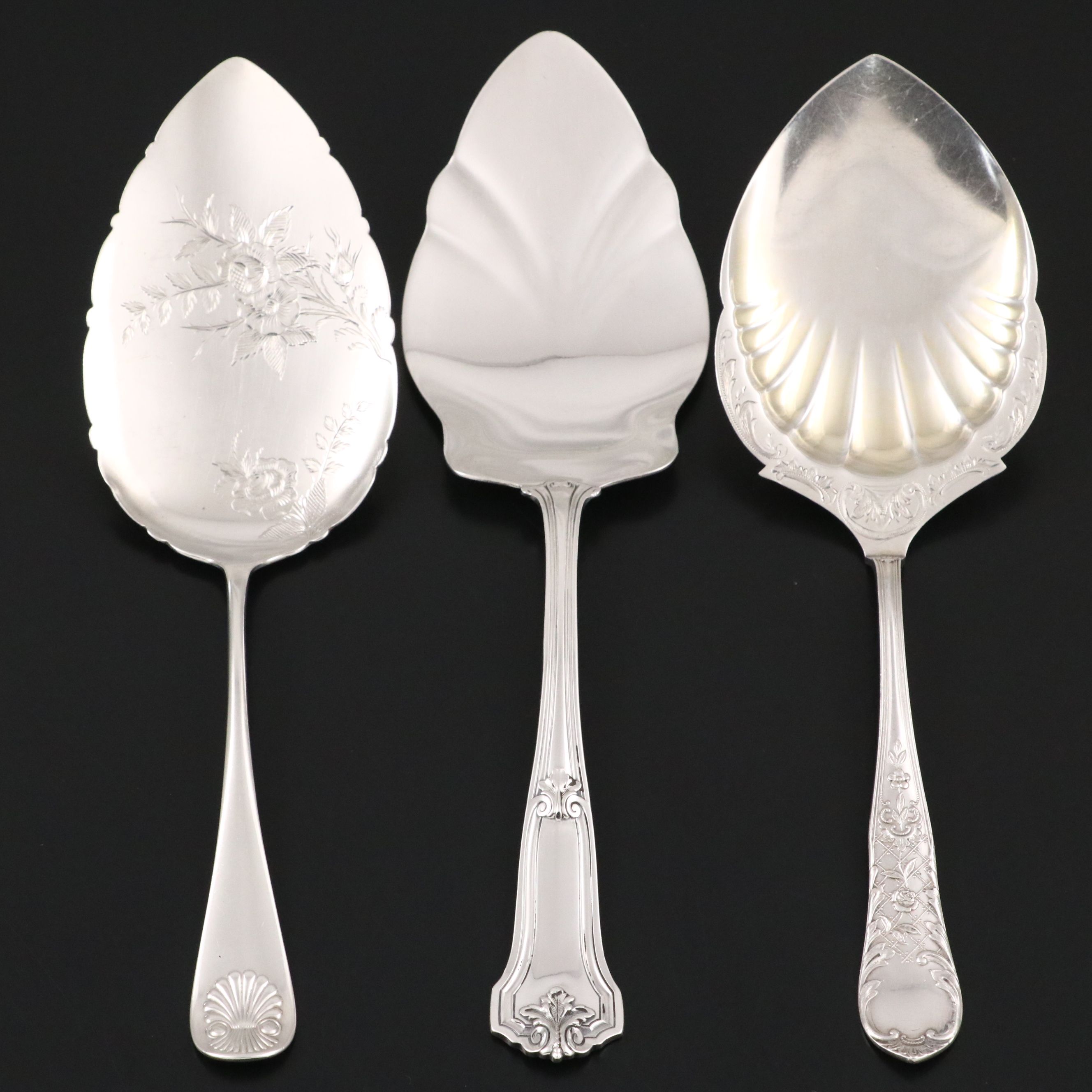 Norwegian and American Silver Cake Serving Spoons, Late 19th/ Early 20th C.