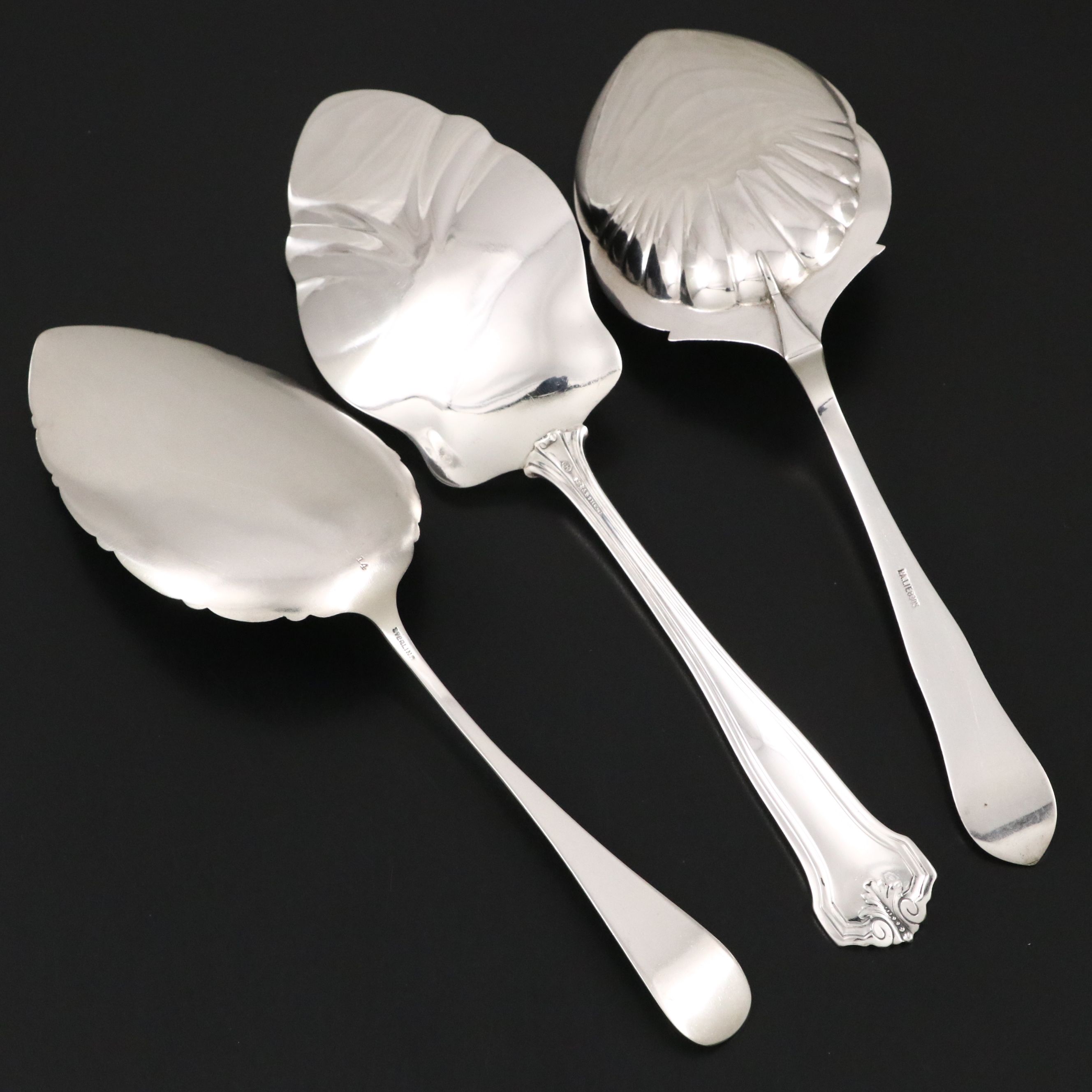 Norwegian and American Silver Cake Serving Spoons, Late 19th/ Early 20th C.
