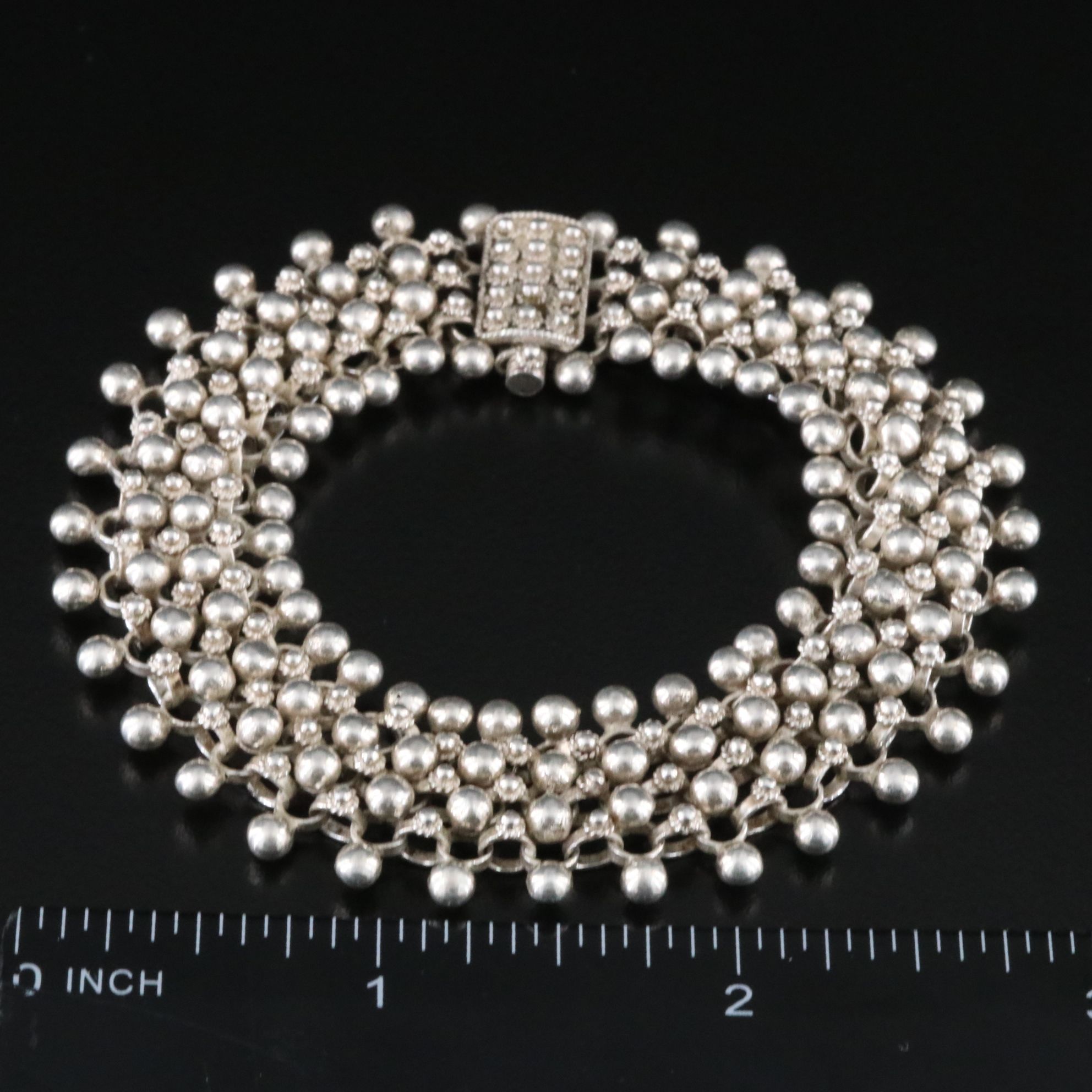 Sterling Bead and Rosette Link Bracelet