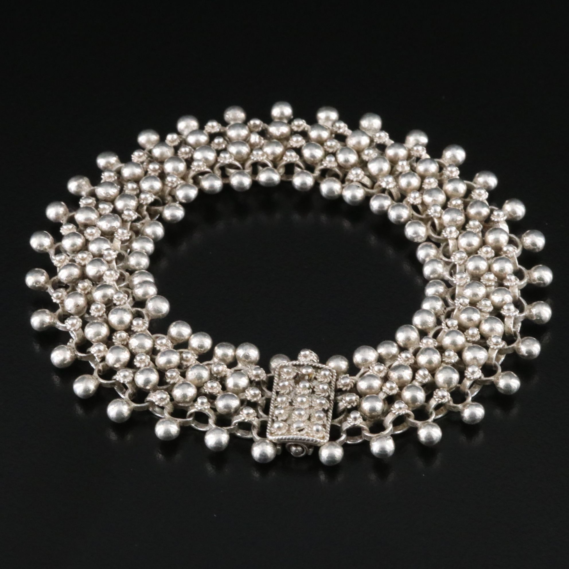 Sterling Bead and Rosette Link Bracelet