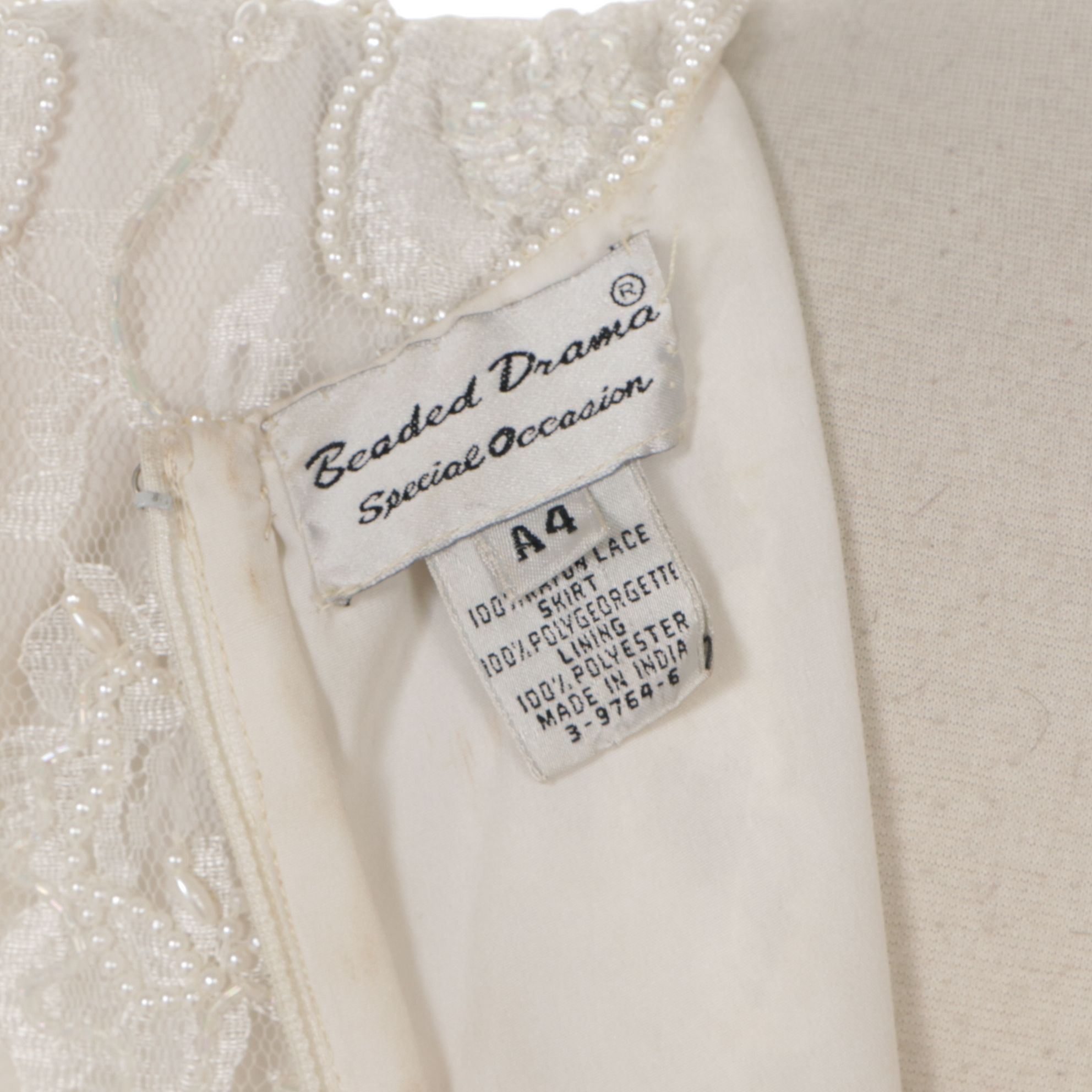 Beaded Drama Embellished Ivory Lace and Chiffon Wedding Dress