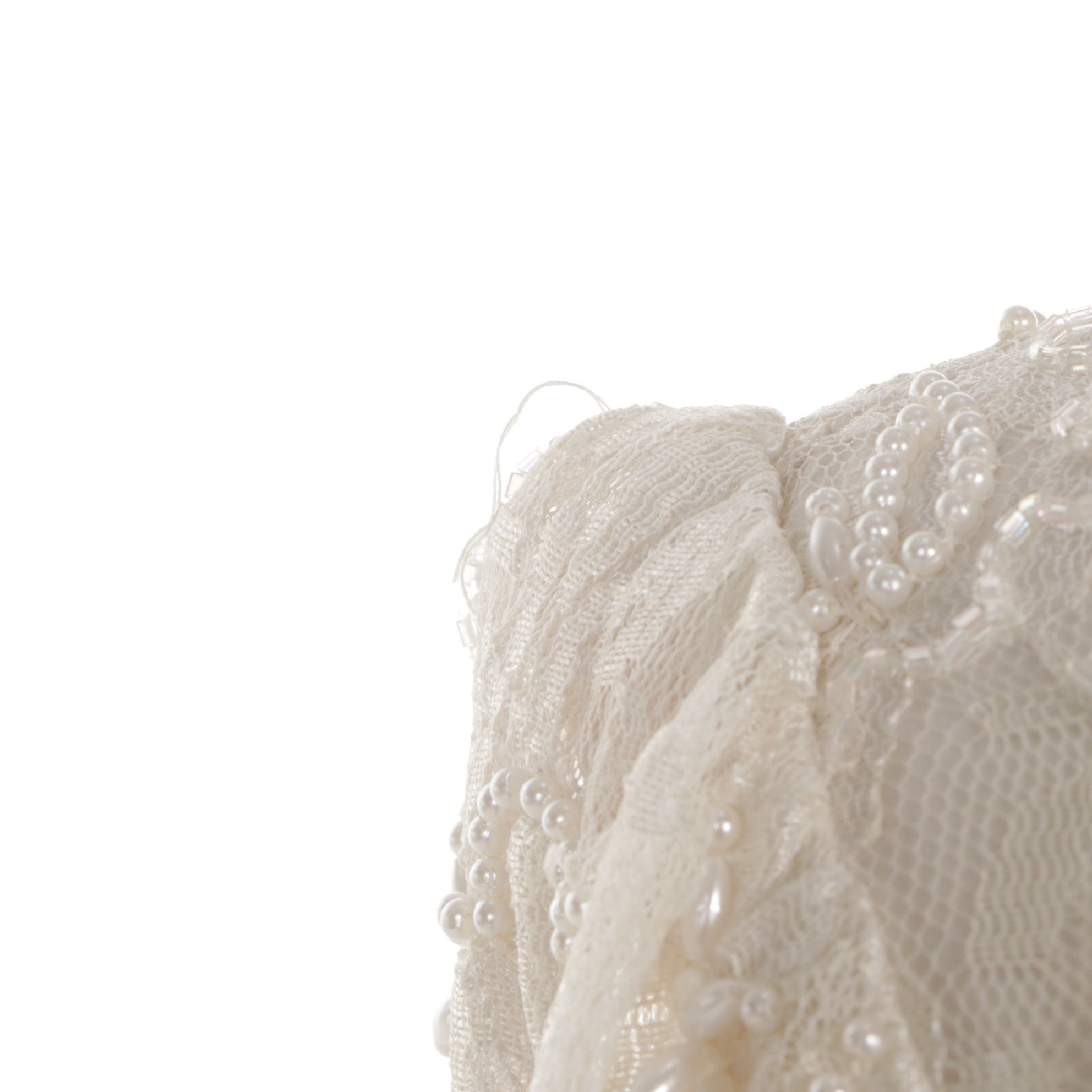 Beaded Drama Embellished Ivory Lace and Chiffon Wedding Dress