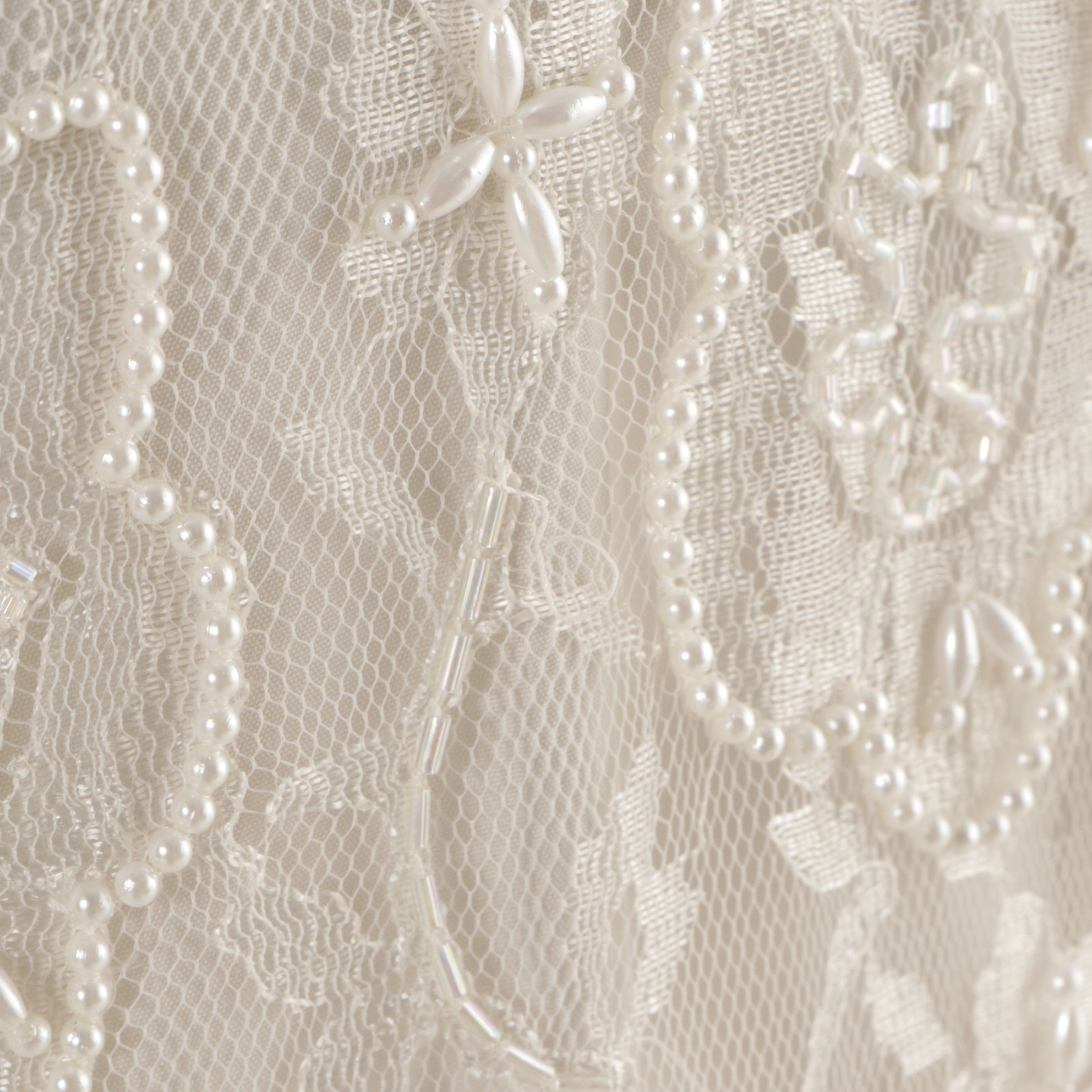 Beaded Drama Embellished Ivory Lace and Chiffon Wedding Dress