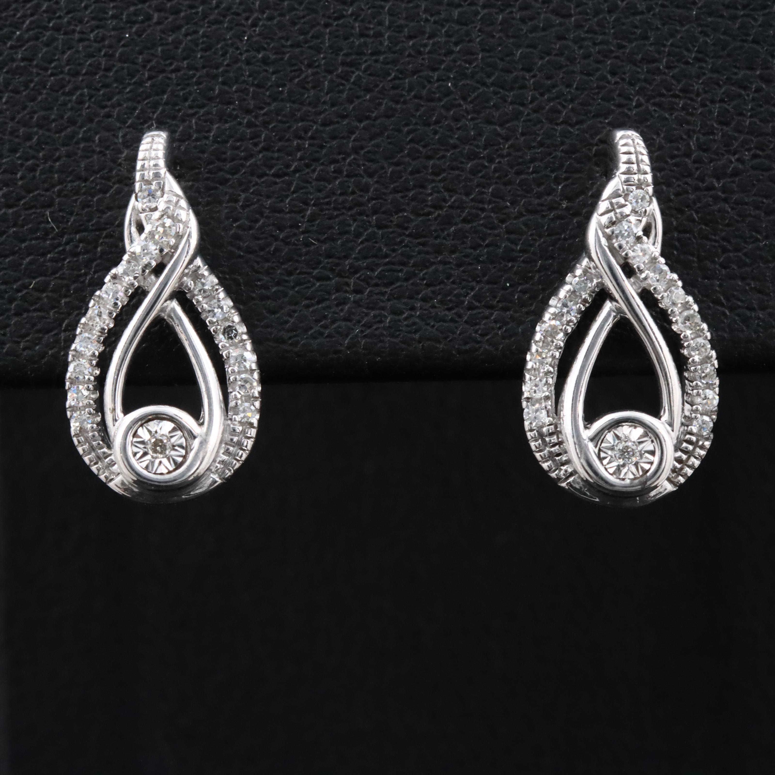 Sterling Diamond Drop Earrings
