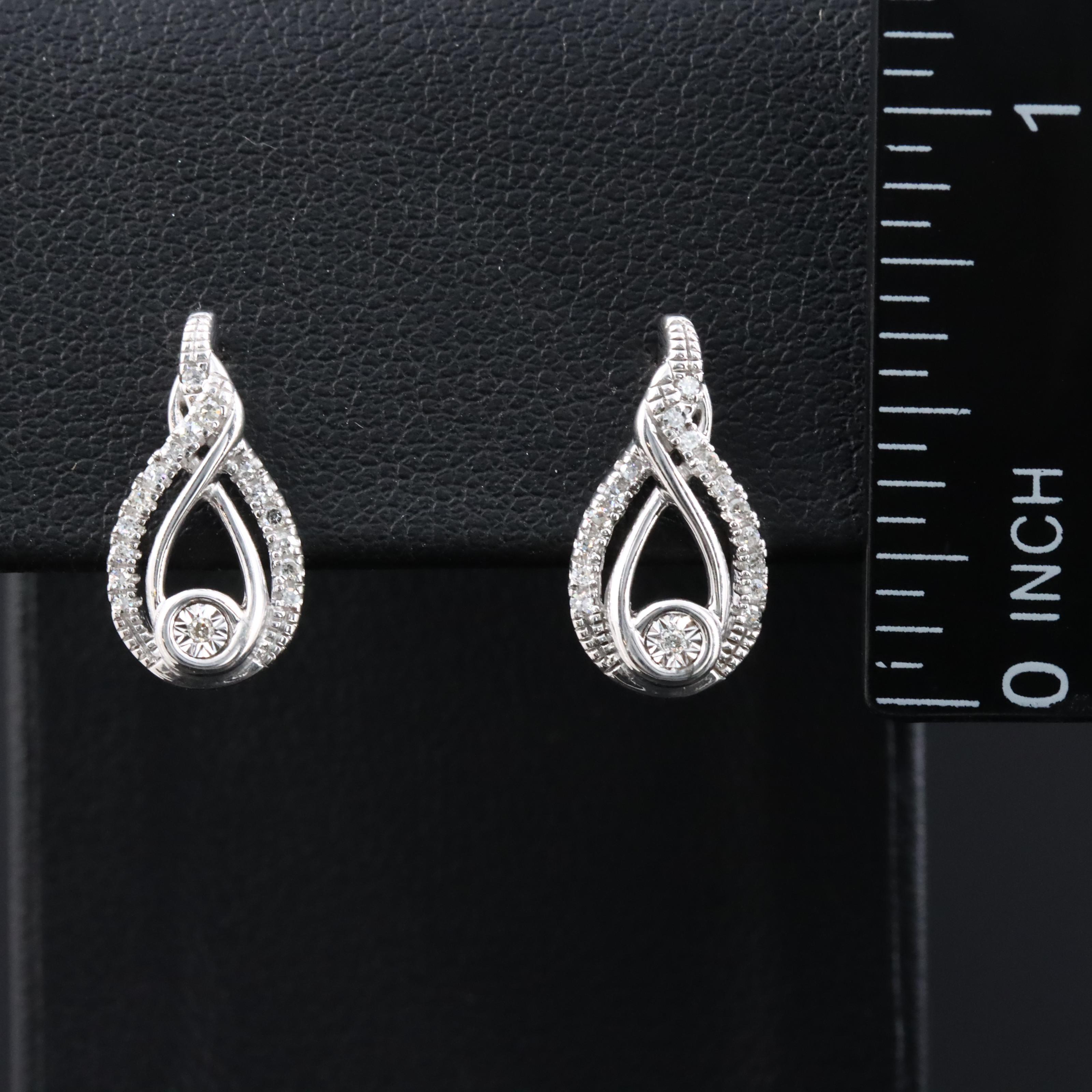 Sterling Diamond Drop Earrings