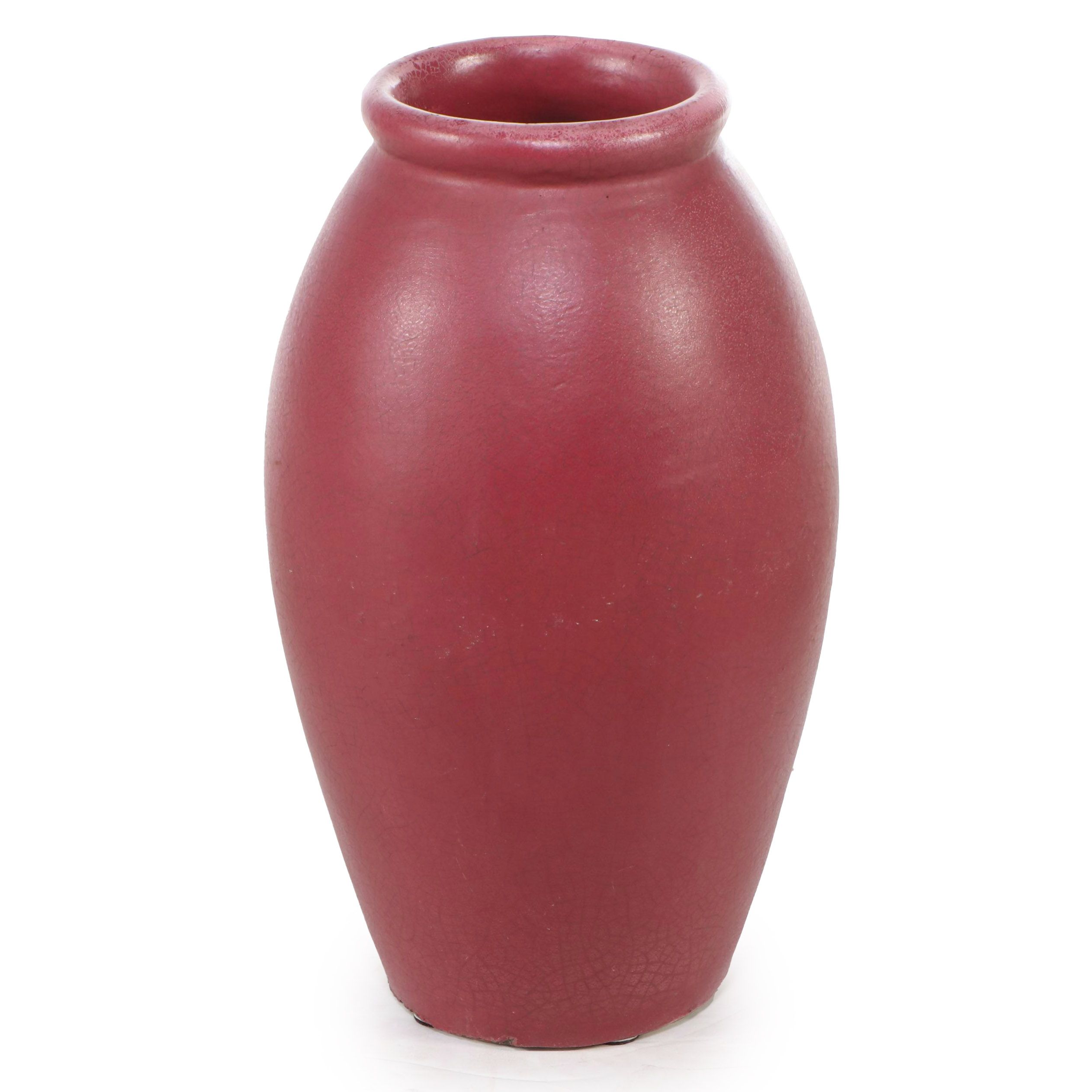 Pair of 2'2 Red Glazed Art Pottery Floor Vases, Early 20th Century