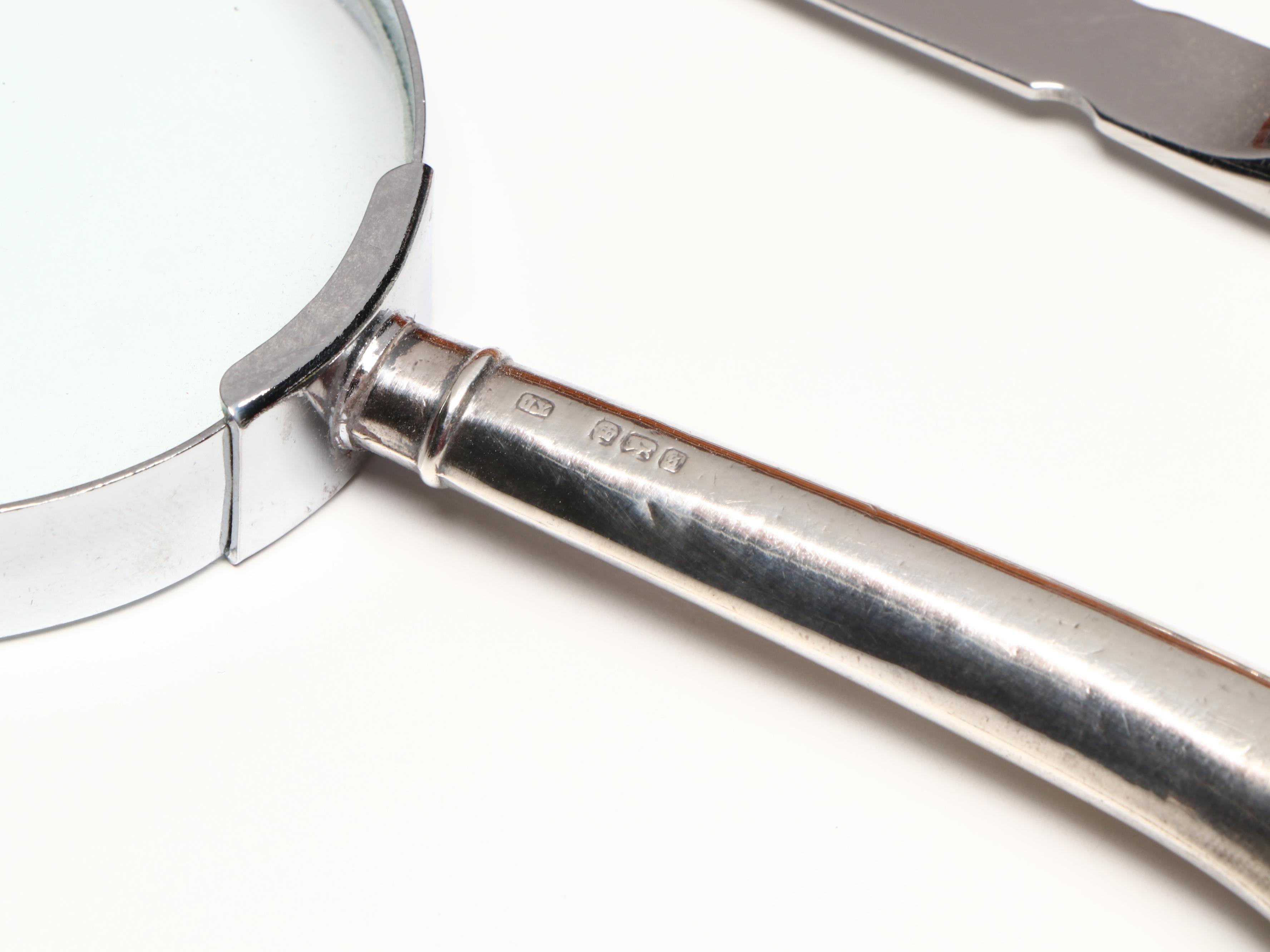 English Sterling Silver Letter Opener & Magnifyer Set, Burlwood Boxes and More