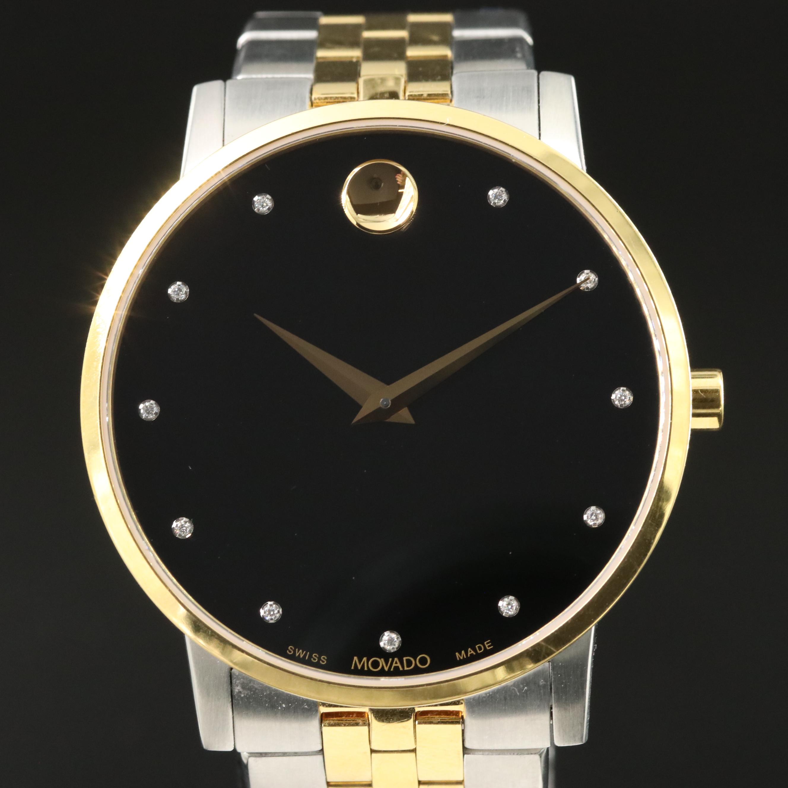Movado Museum Classic Diamond Dial TwoTone Watch