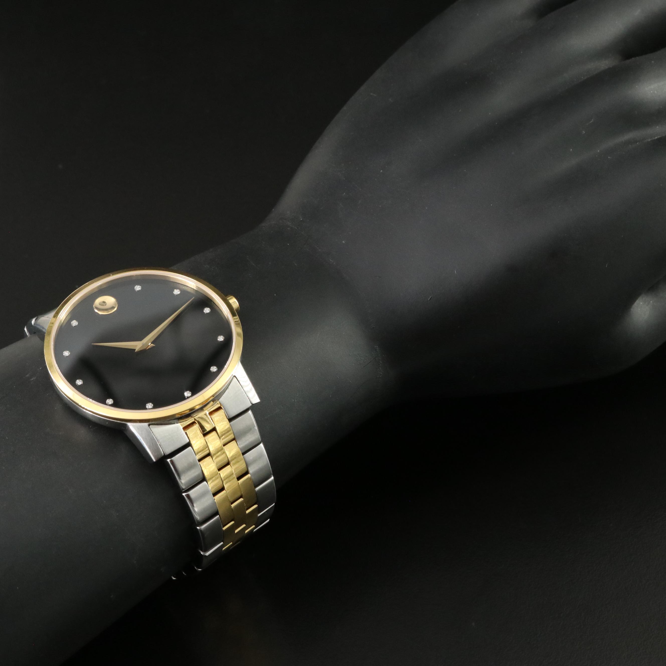 Movado Museum Classic Diamond Dial TwoTone Watch