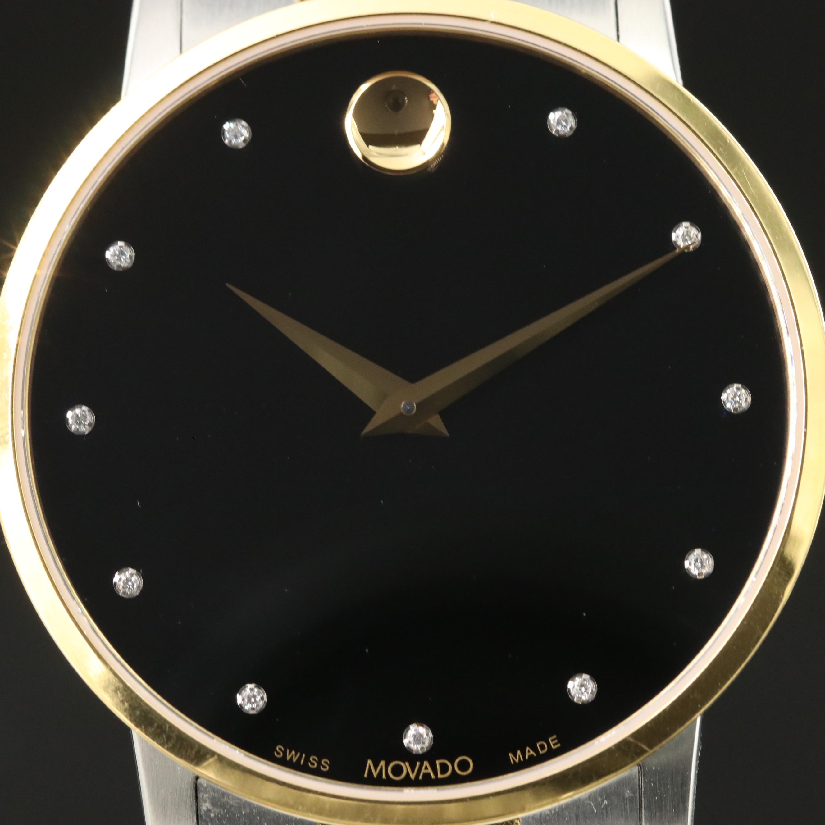 Movado Museum Classic Diamond Dial TwoTone Watch