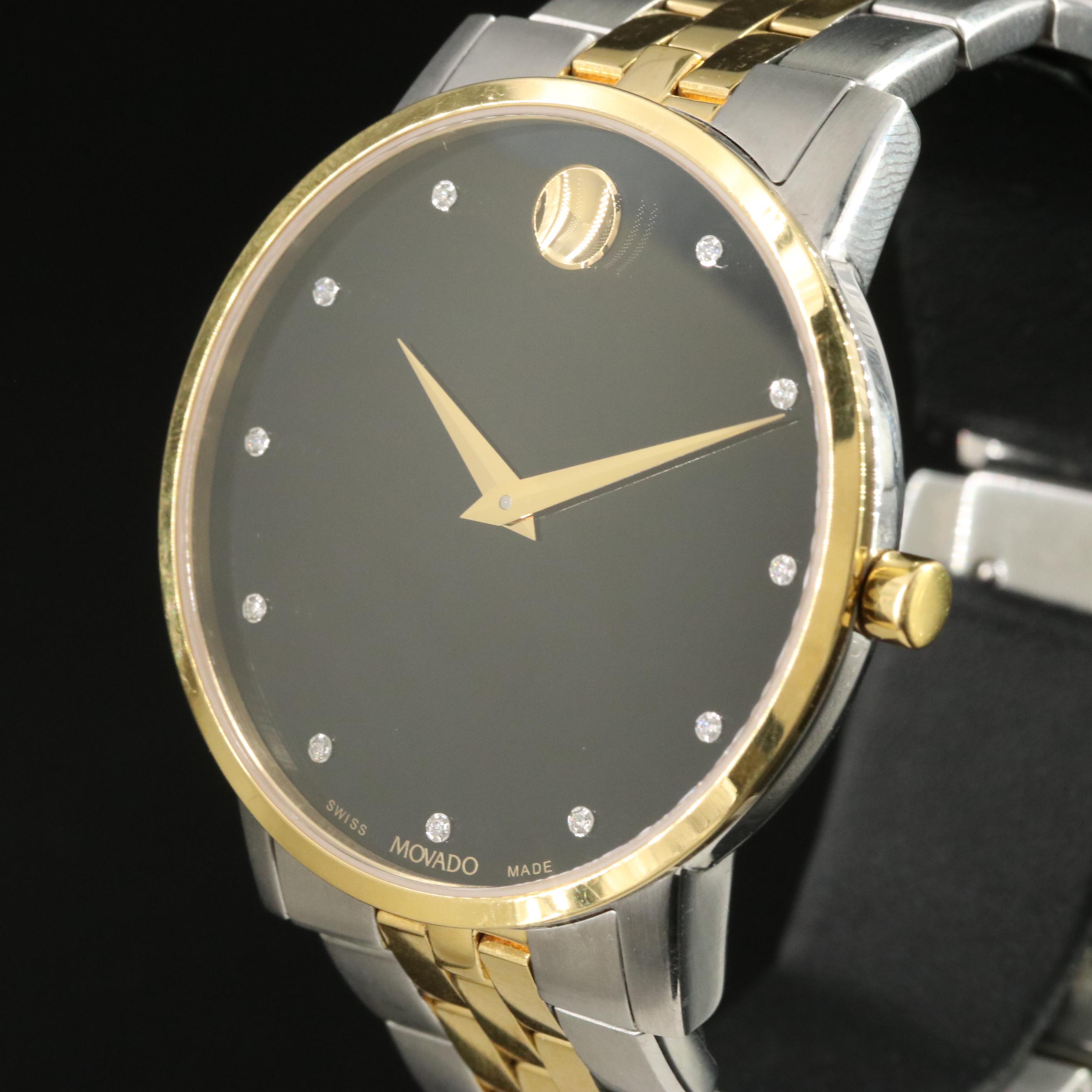 Movado Museum Classic Diamond Dial TwoTone Watch