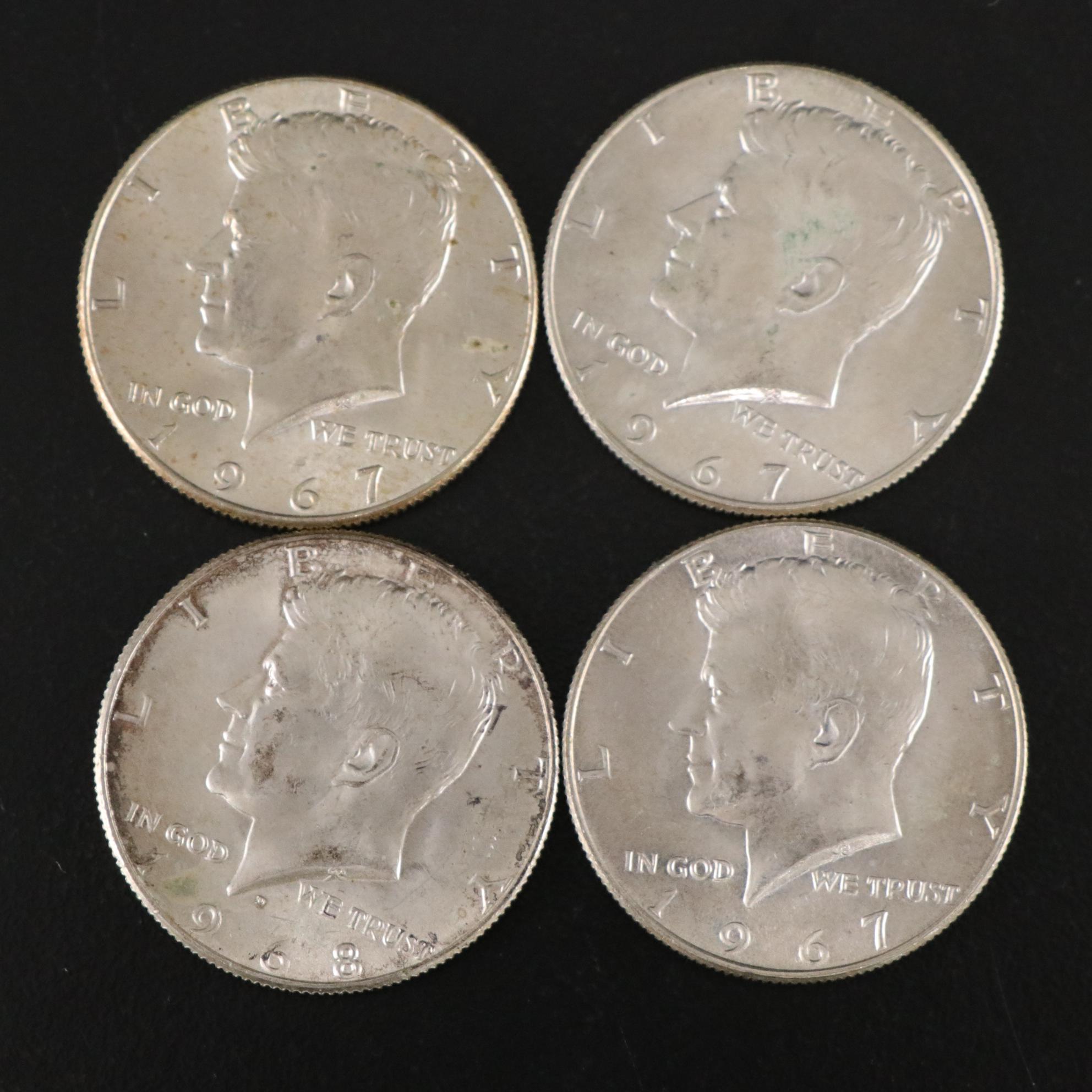 Twenty-One Kennedy 40% Silver Half Dollars, 1966-1968