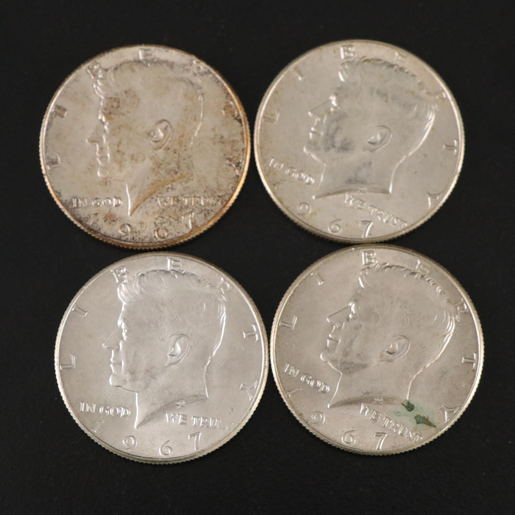 Twenty-One Kennedy 40% Silver Half Dollars, 1966-1968
