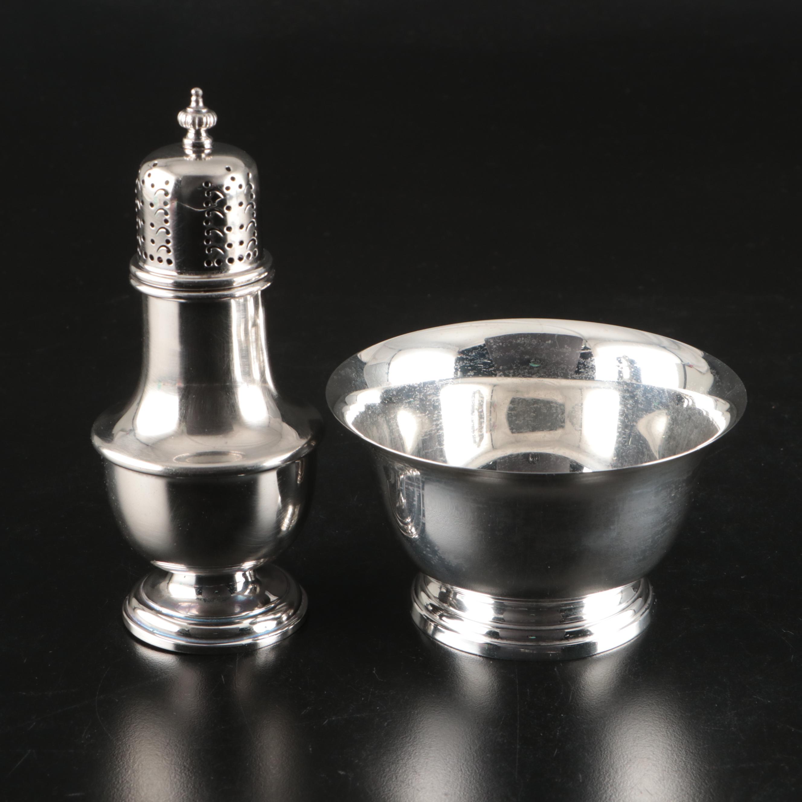 Birks Sterling Sugar Shaker with Shreve, Crump & Low Sterling Paul Revere Bowl