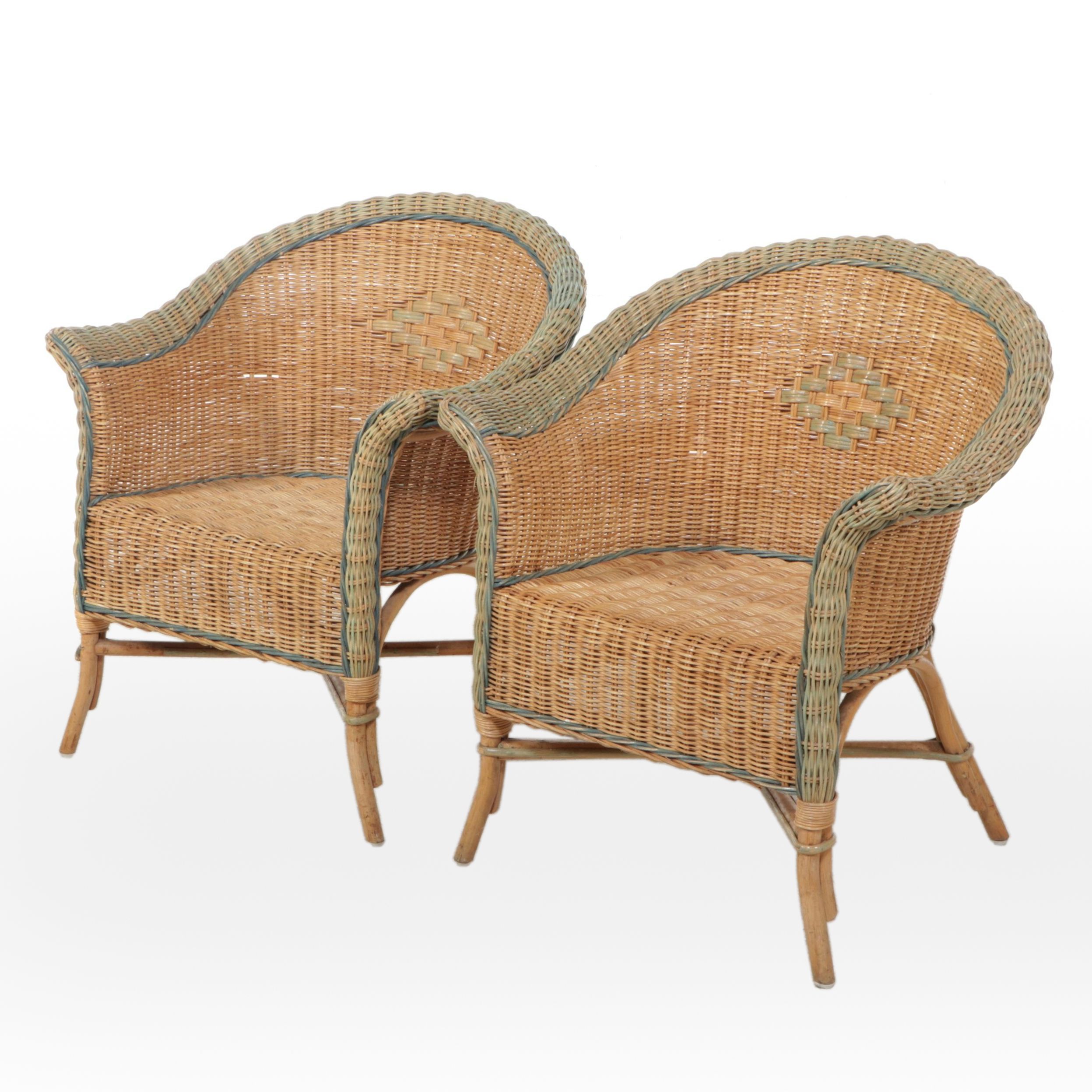 Pair of Vintage Wicker Armchairs