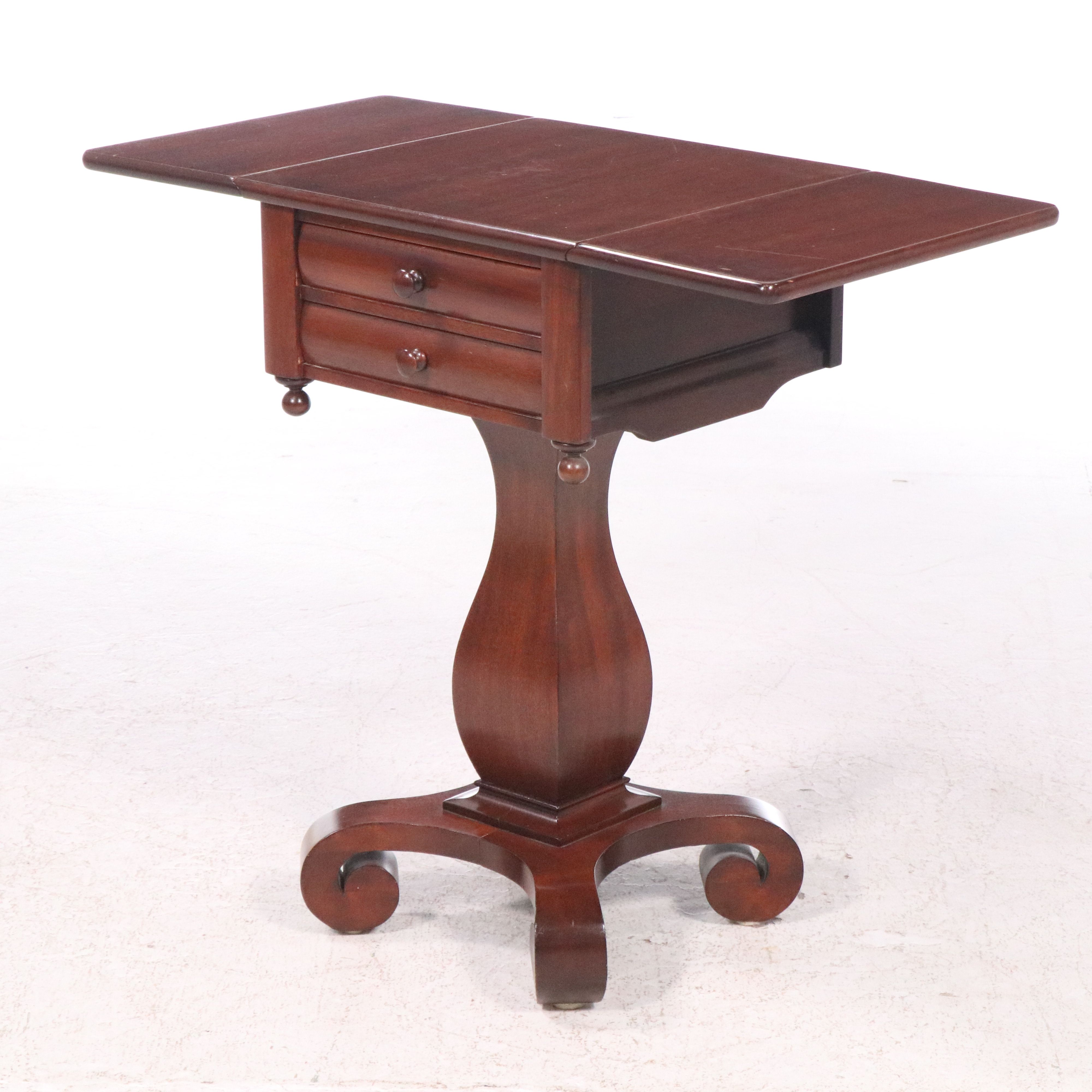 Empire Style Drop Leaf Mahogany Side Table