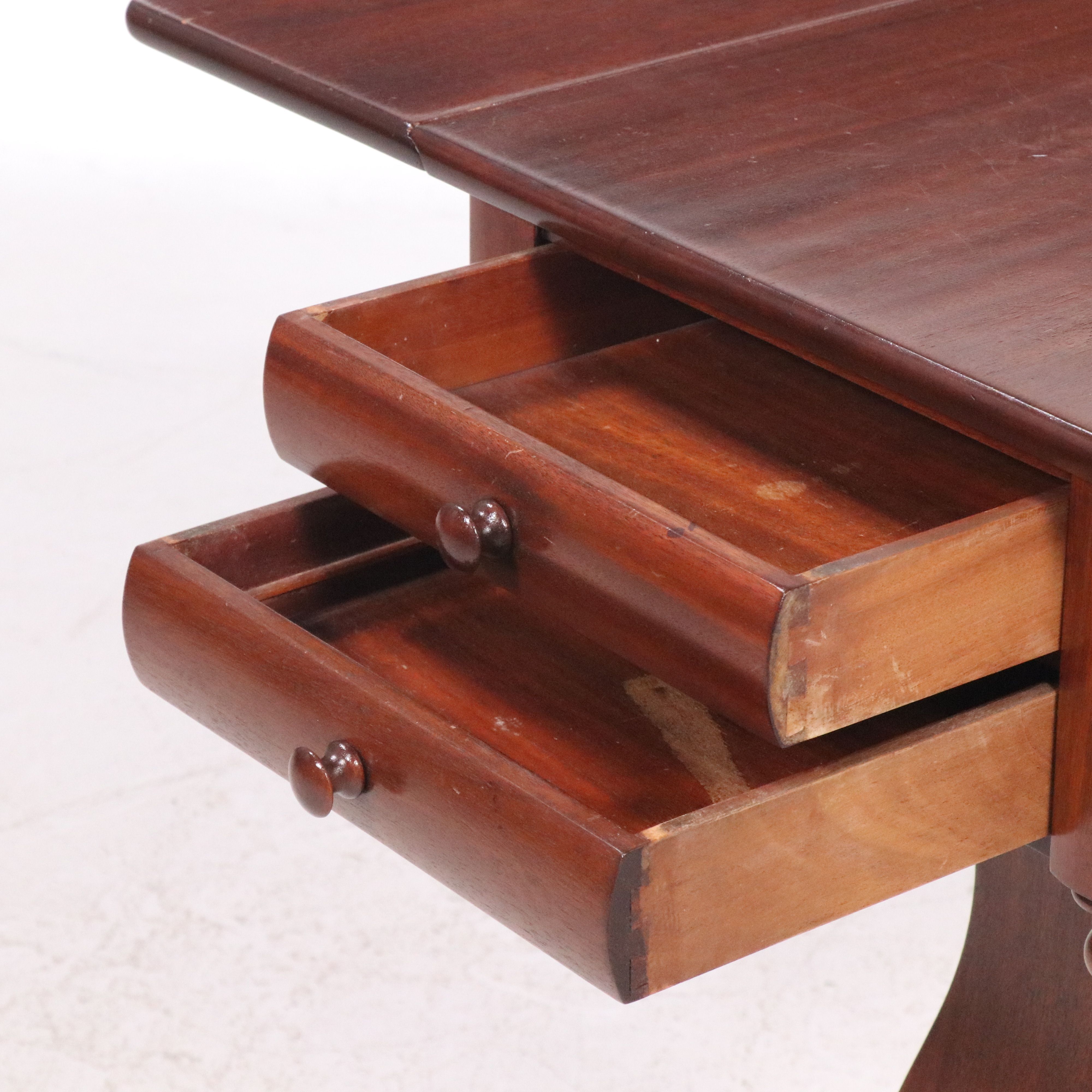 Empire Style Drop Leaf Mahogany Side Table