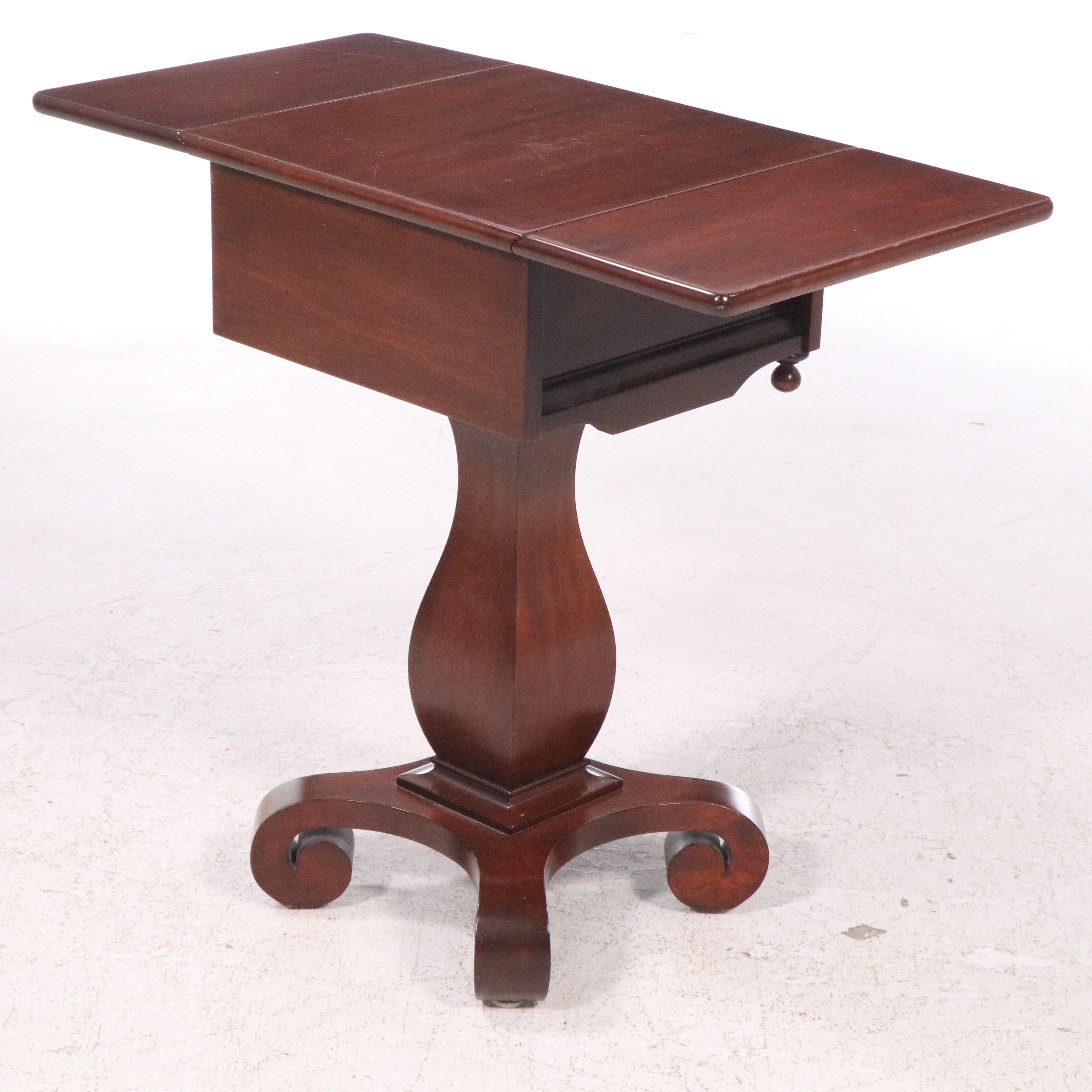Empire Style Drop Leaf Mahogany Side Table
