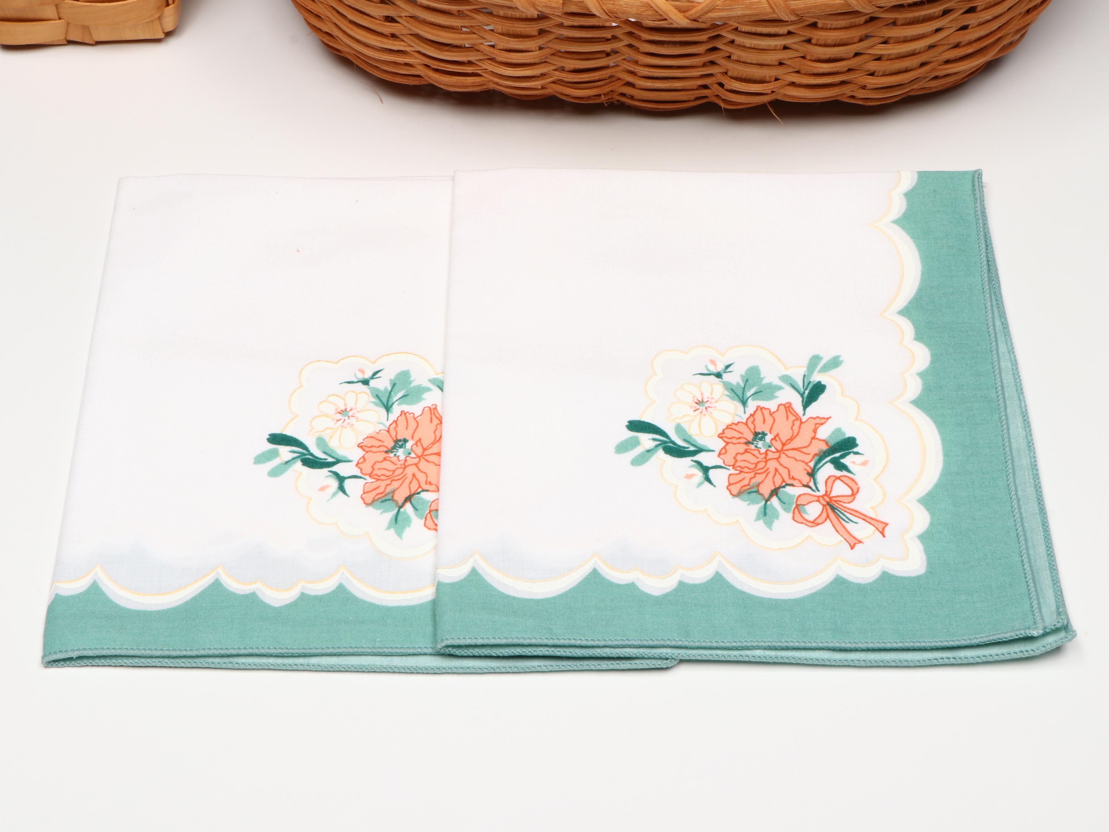 Vintage Embroidered, Appliquéd and Crocheted Table Linens and Baskets