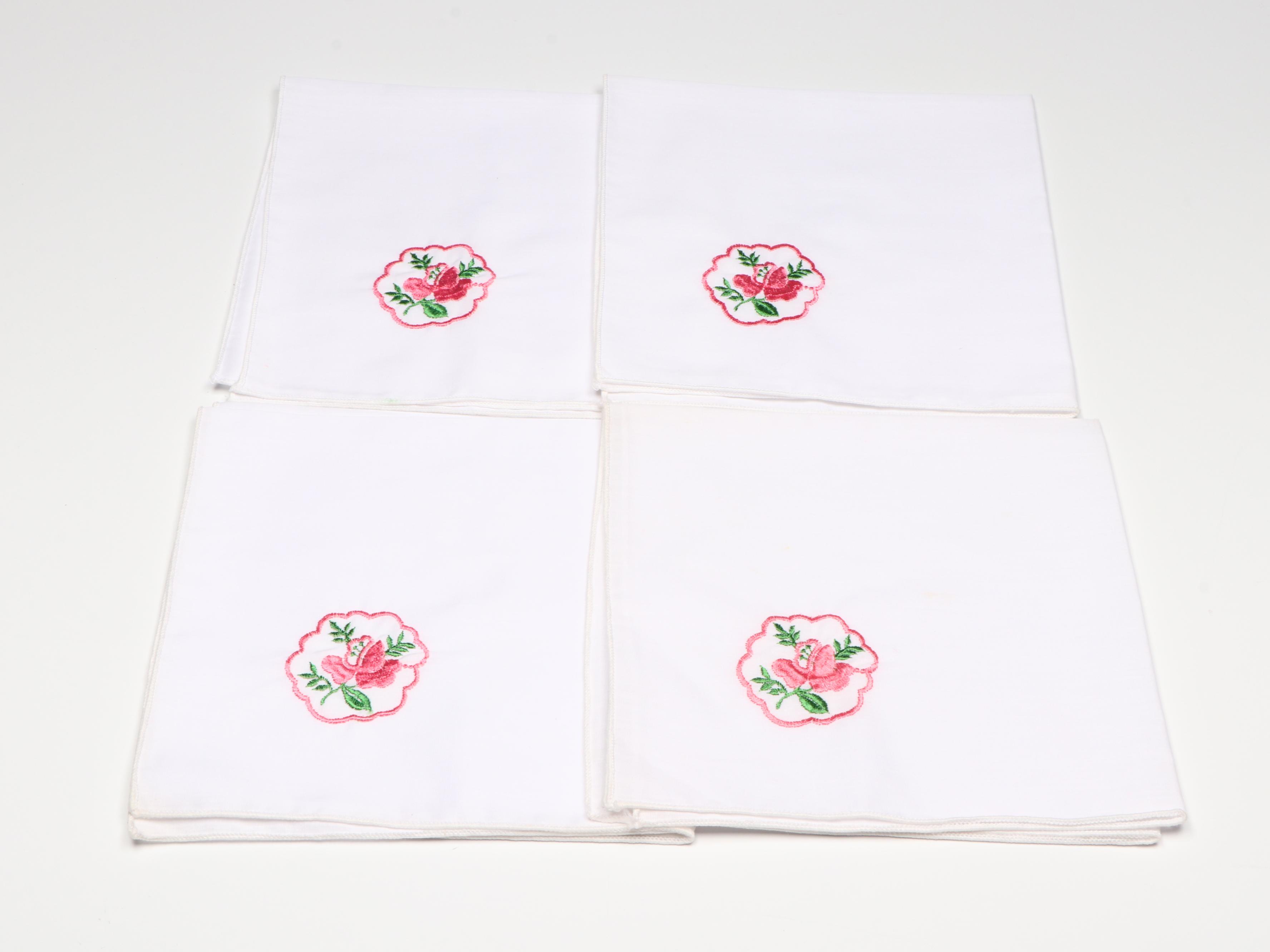 Vintage Embroidered, Appliquéd and Crocheted Table Linens and Baskets