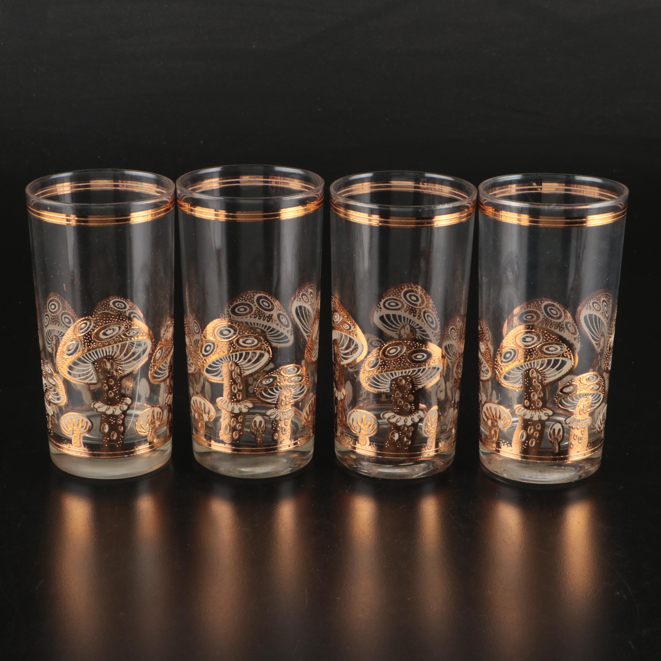 Culver "Mushrooms" Gilt Glass Tumblers
