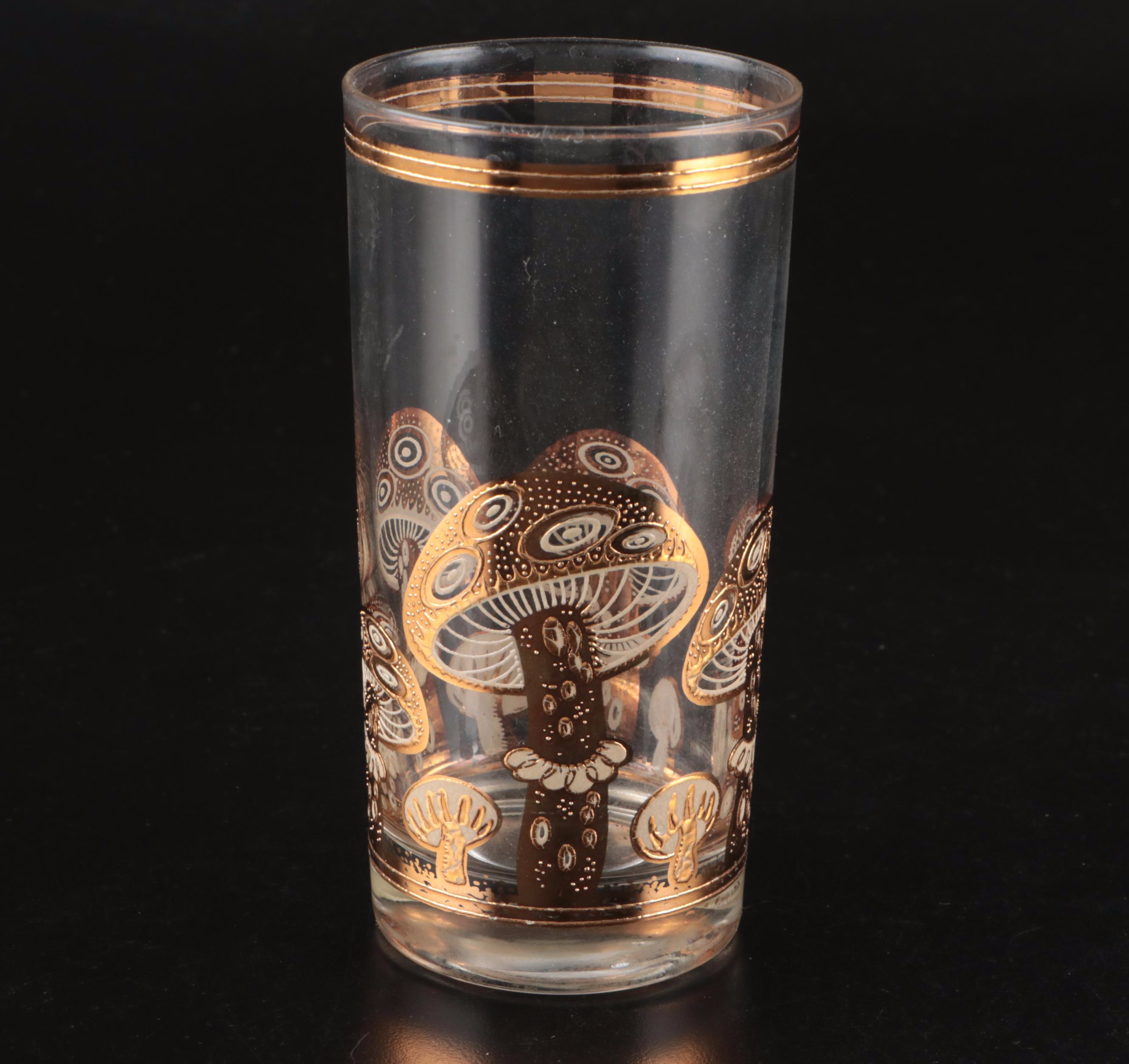 Culver "Mushrooms" Gilt Glass Tumblers