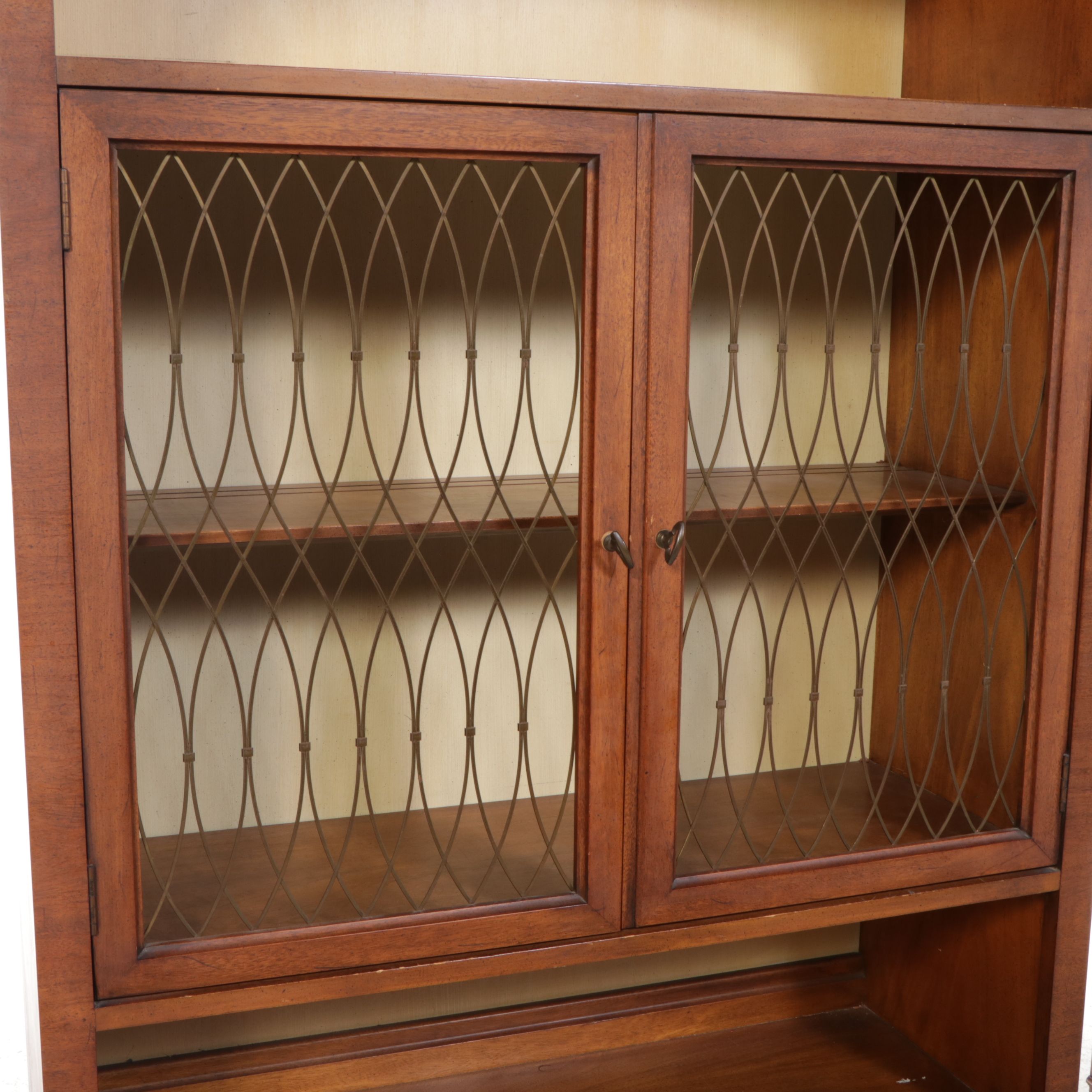 Pair of White Furniture Regency Style Walnut China Cabinets, Mid-20th Century