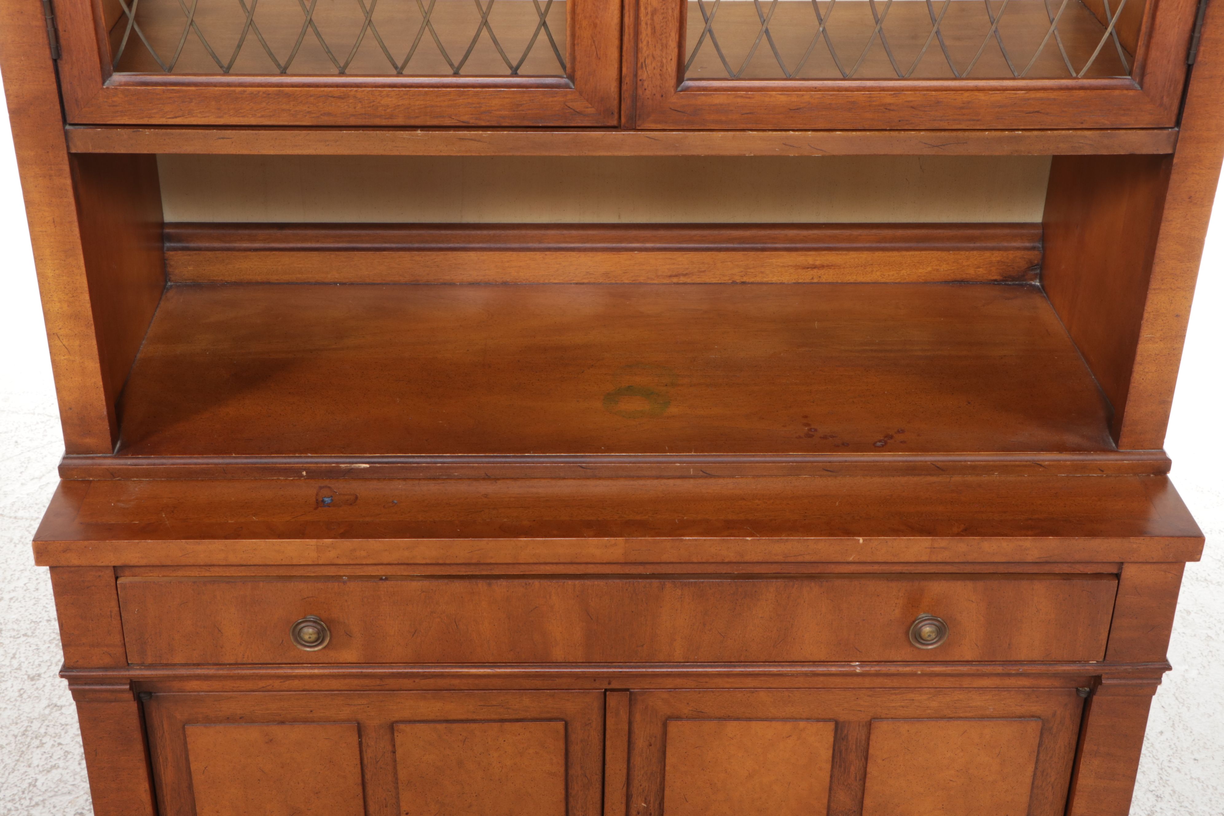 Pair of White Furniture Regency Style Walnut China Cabinets, Mid-20th Century