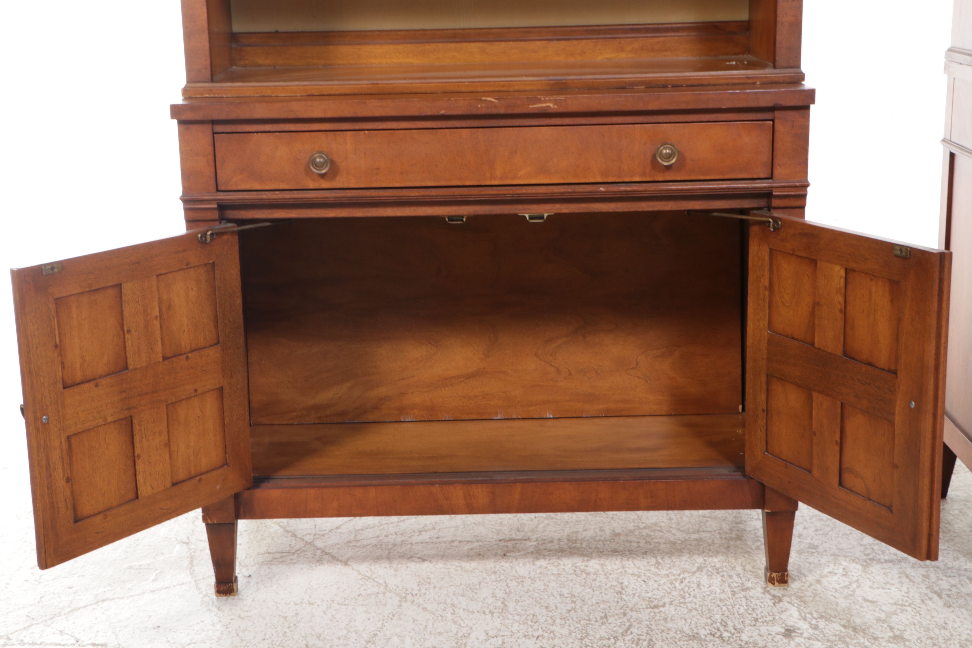 Pair of White Furniture Regency Style Walnut China Cabinets, Mid-20th Century