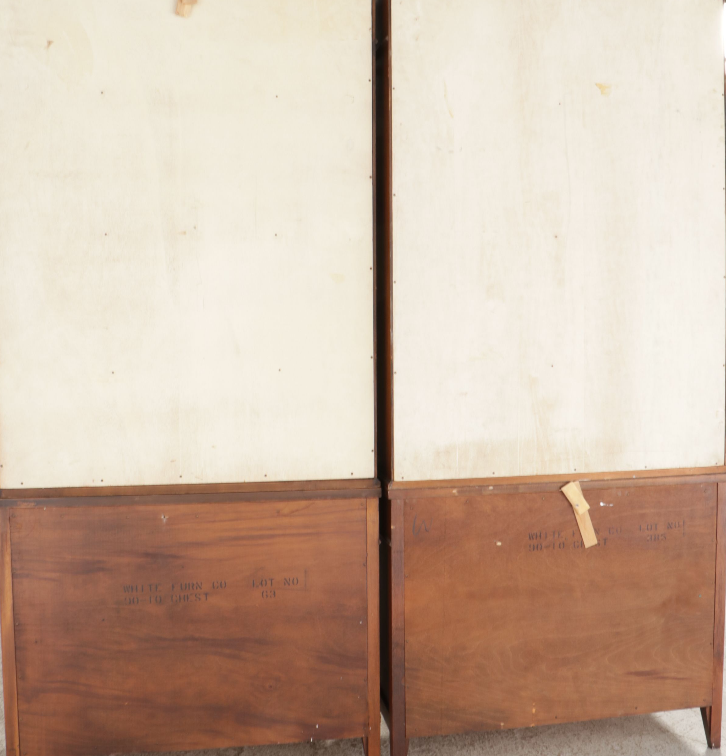 Pair of White Furniture Regency Style Walnut China Cabinets, Mid-20th Century