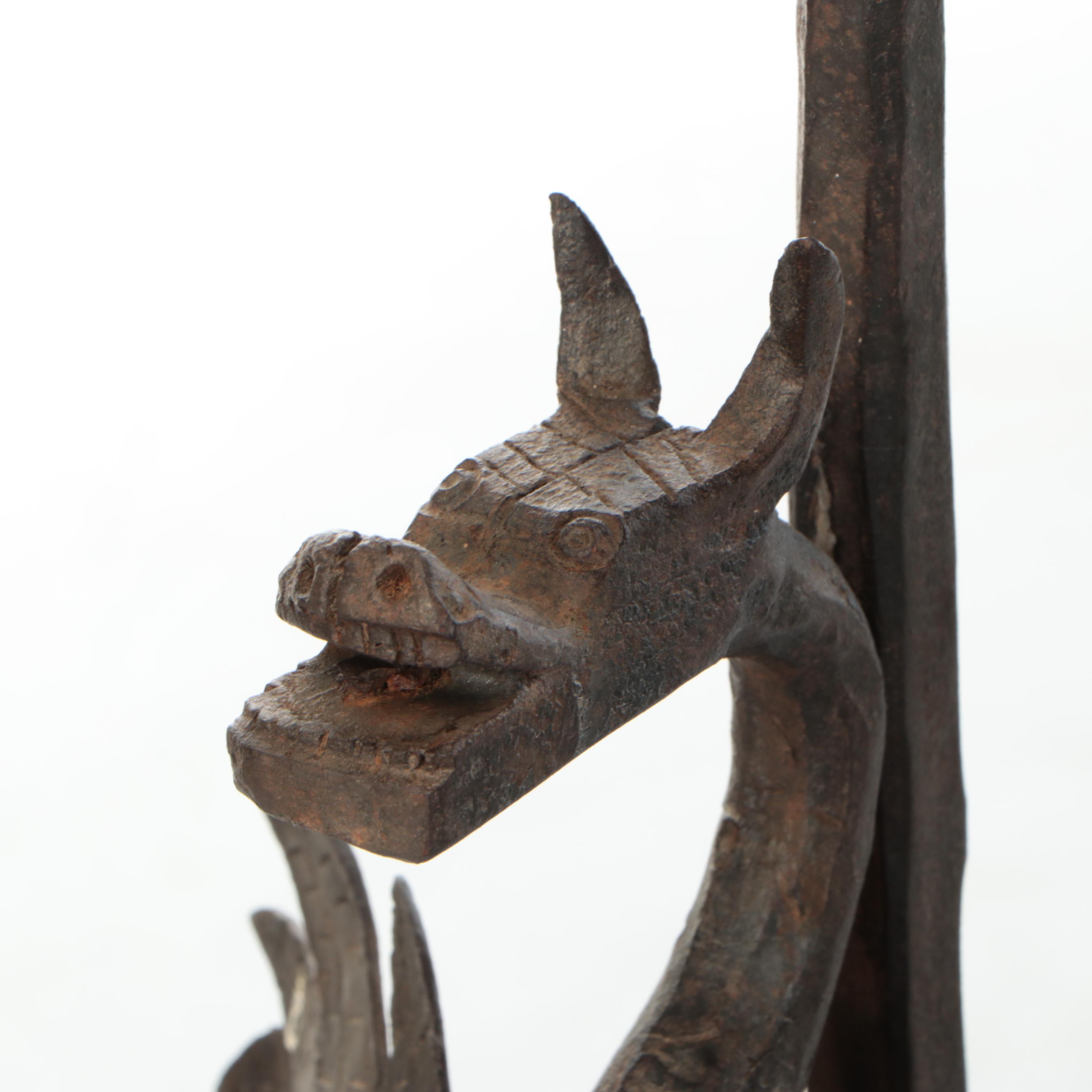 Samuel Yellin Style Spanish Revival Wrought Iron Floor Standing Candle Prickets