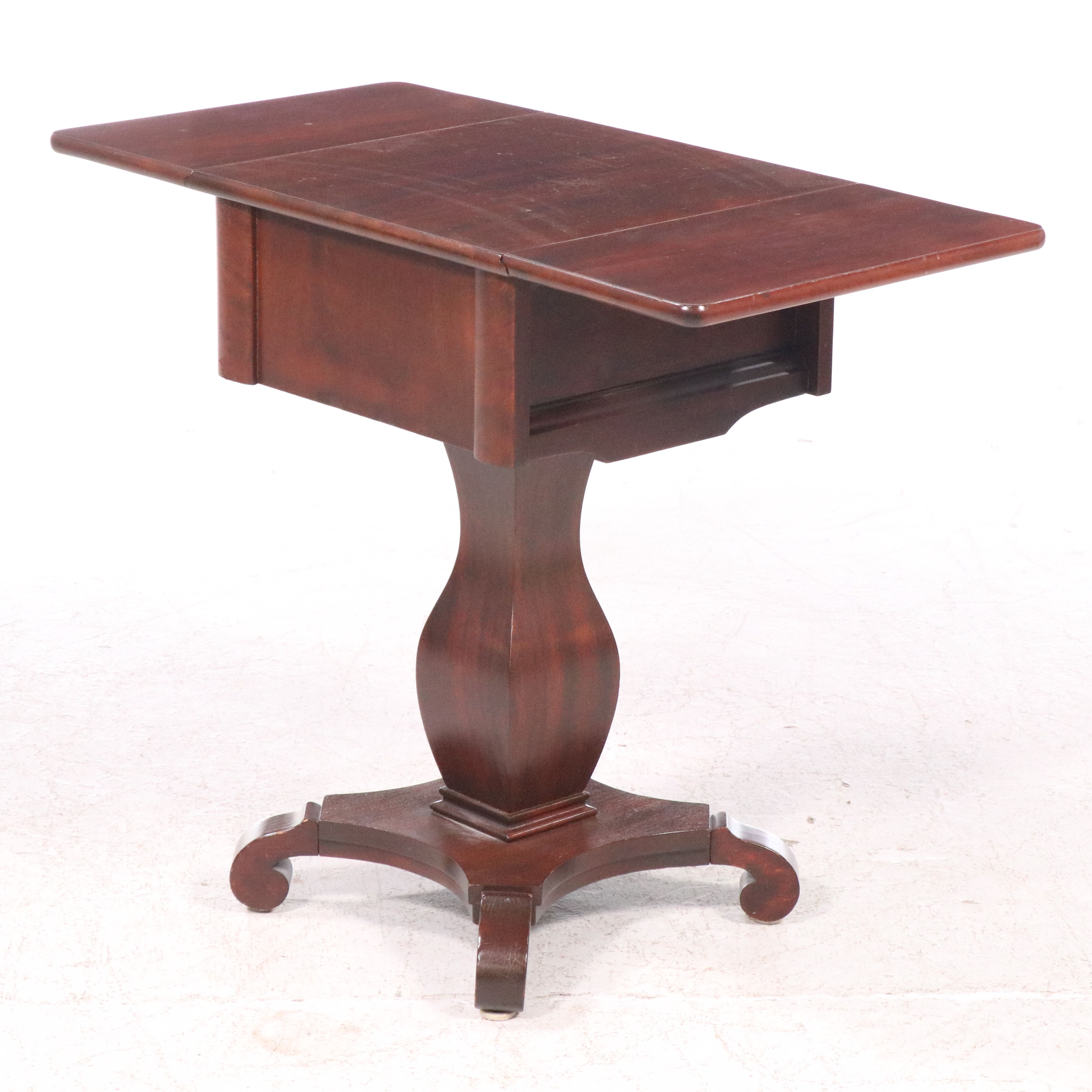 Empire Style Drop Leaf Mahogany Side Table
