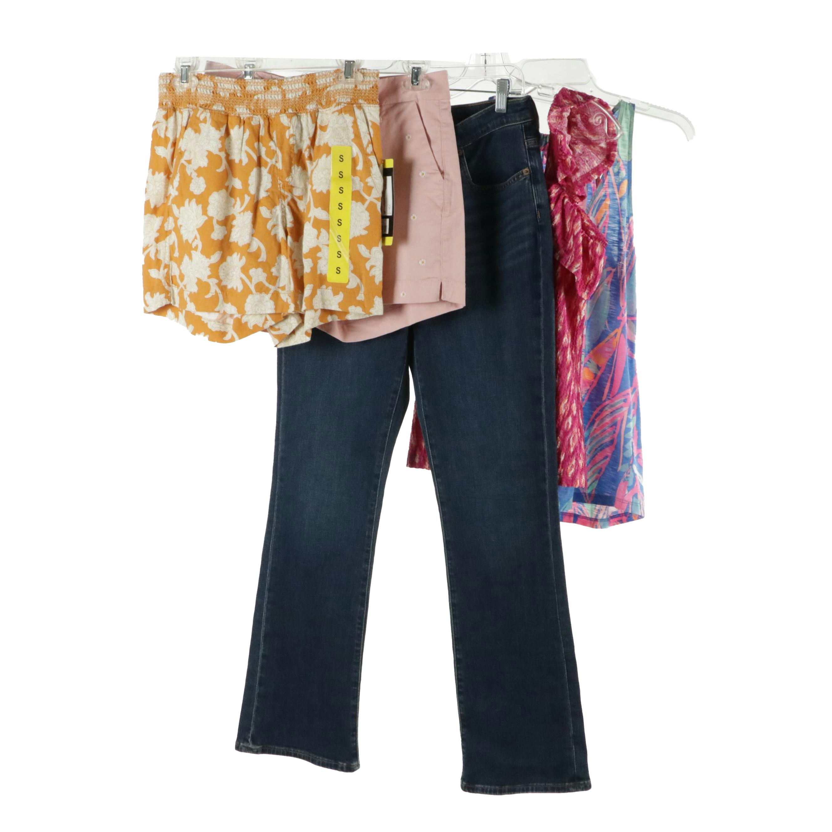 J. Crew Bootcut Denim Jeans, Loft and Lilly Pulitzer Printed Tanks, Other Shorts