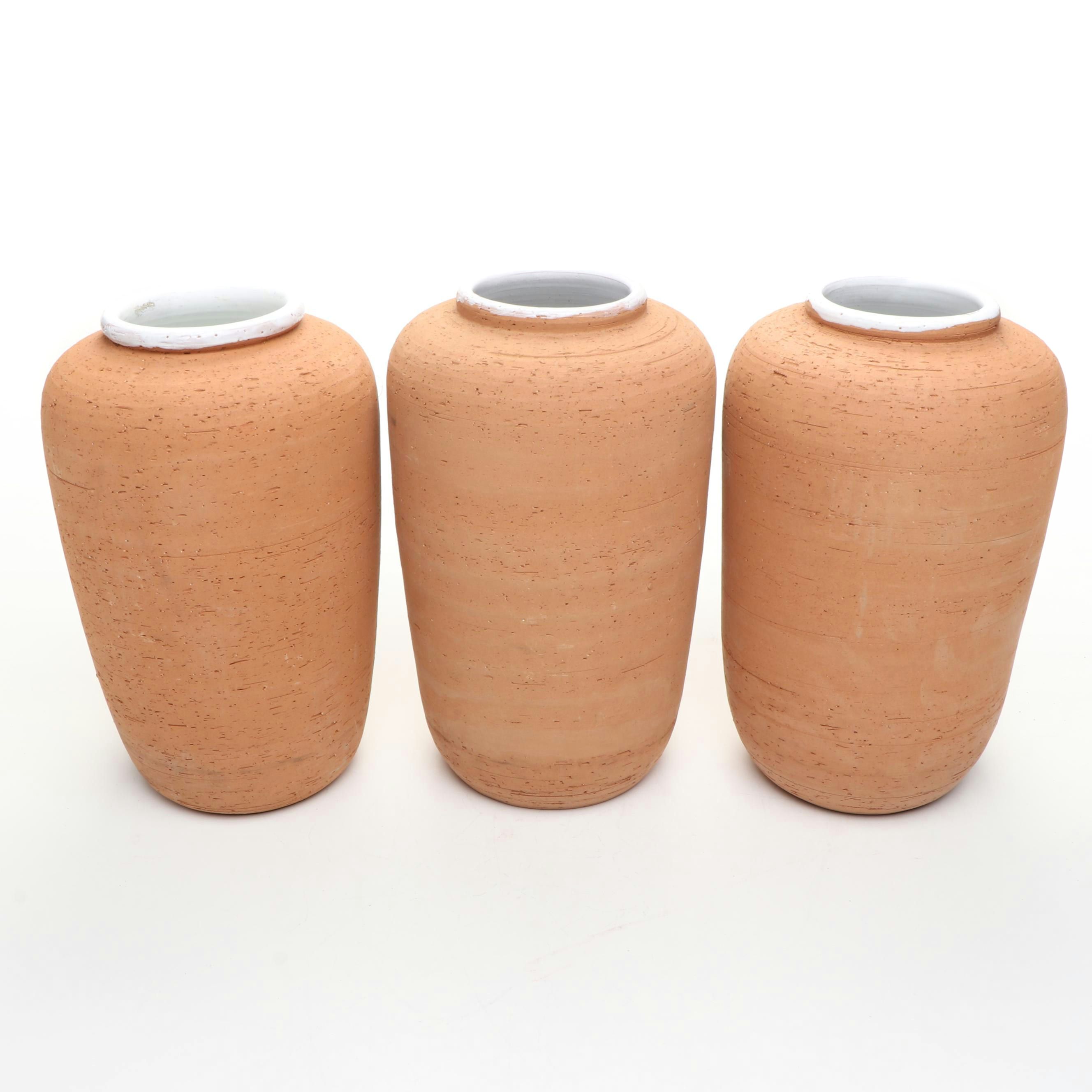 Terracotta & White Glazed Vases