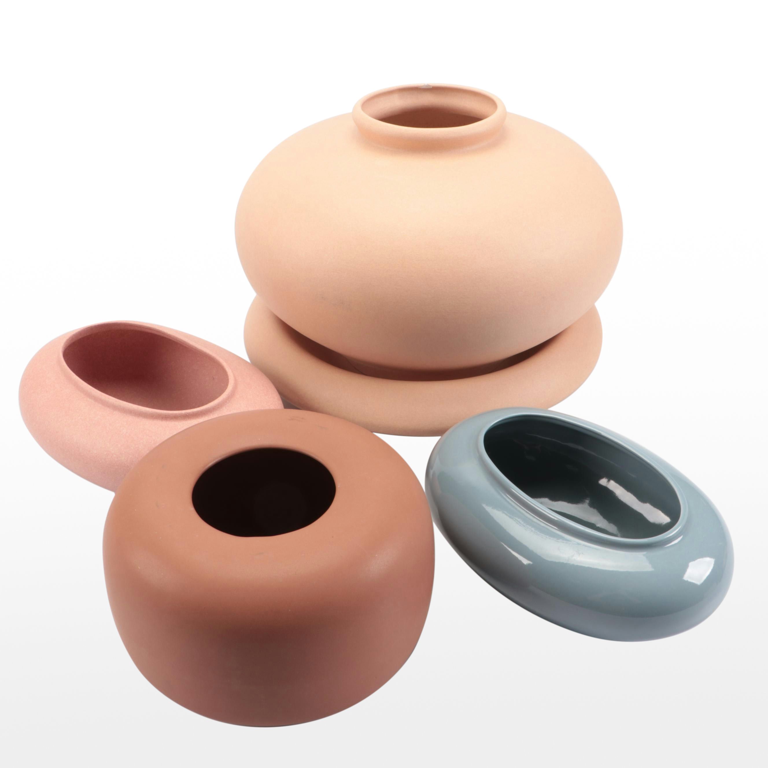 Seville Industries Matte Finish Ceramic Vases and Underplate