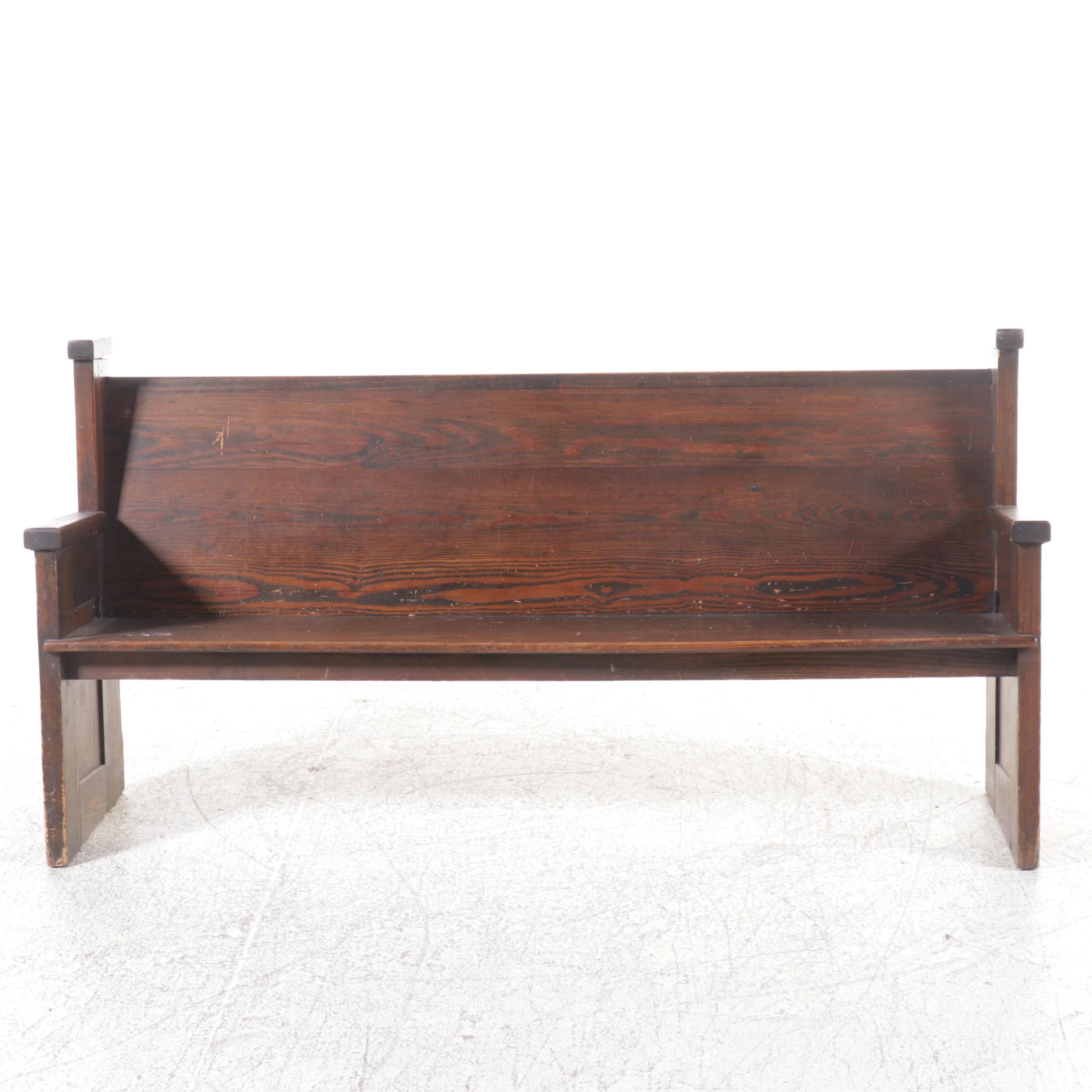 American Primitive Oak Pew, Early to Mid-20th Century
