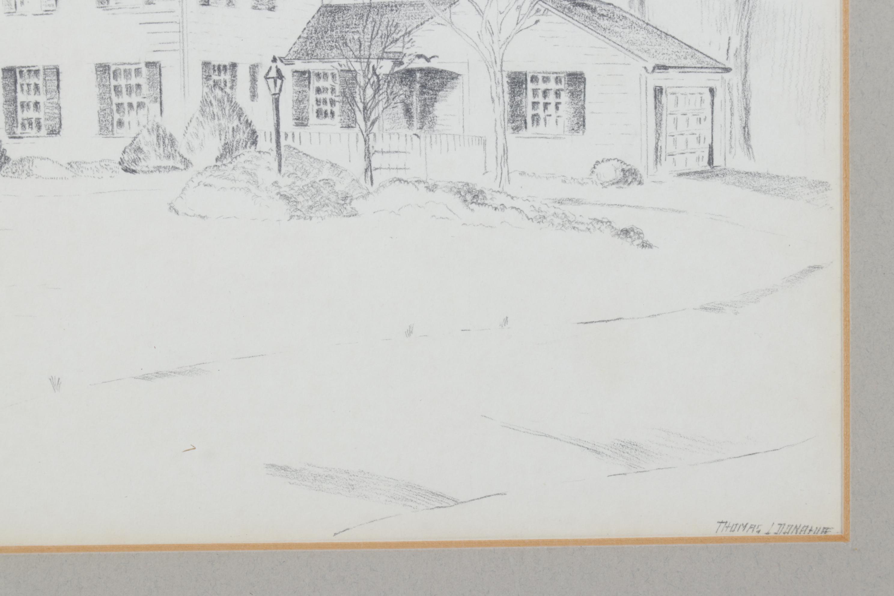 Thomas Donahue Sketch of West Chester, Pennsylvania Two-Story Clapboard Home