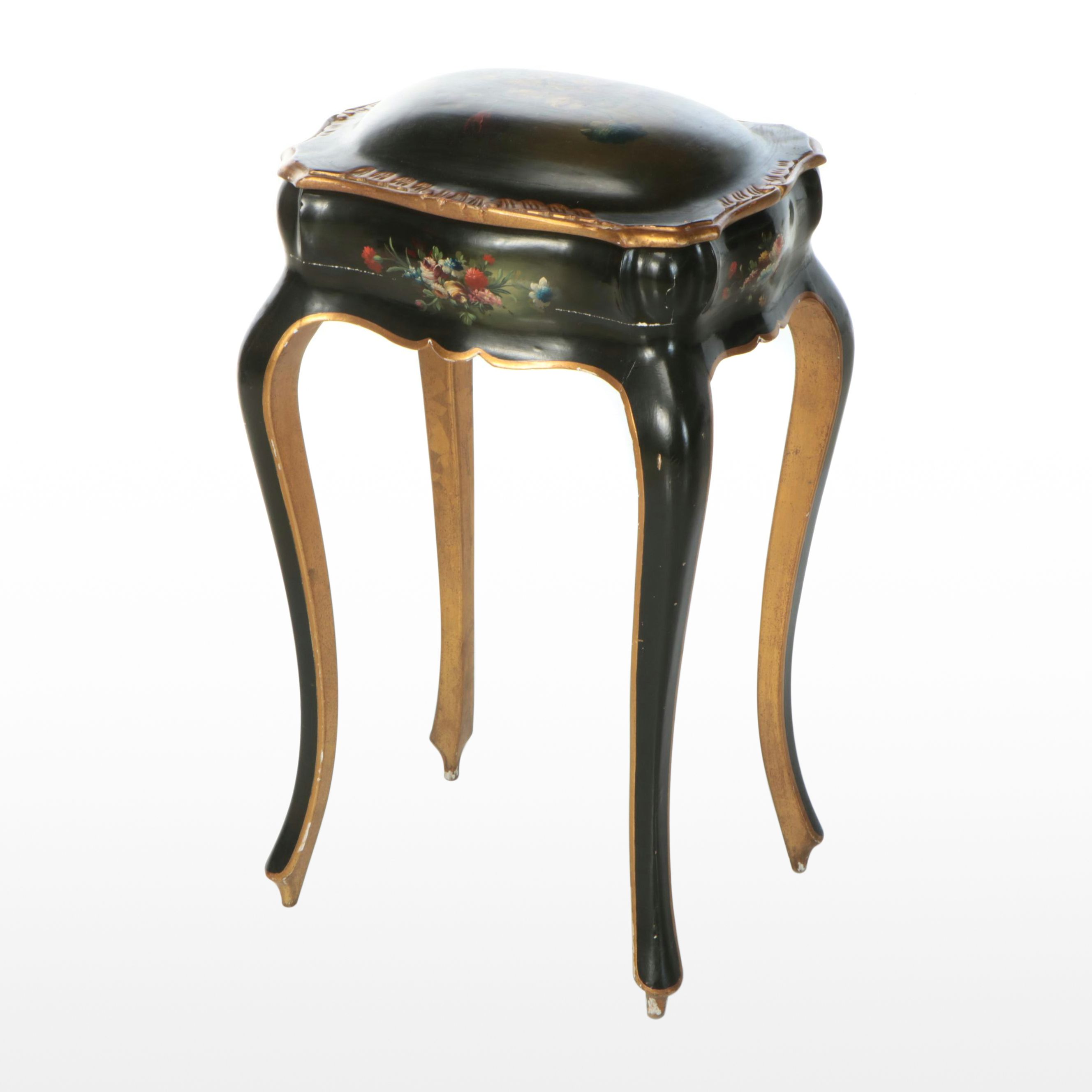 Louis XV Style Tole Painted and Parcel-Gilt Wood Salon Table