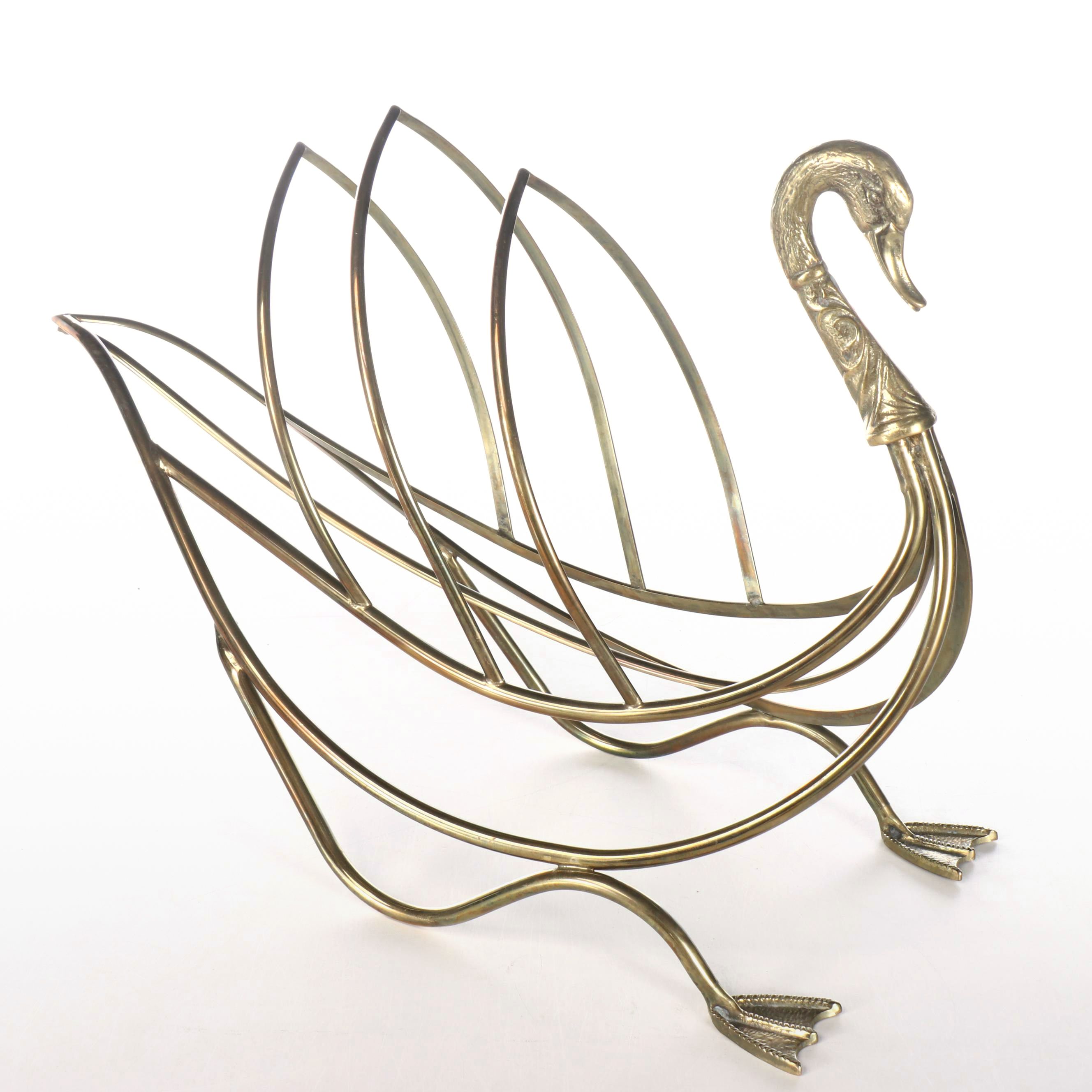 Maison Jensen Style Brass Swan Magazine Rack
