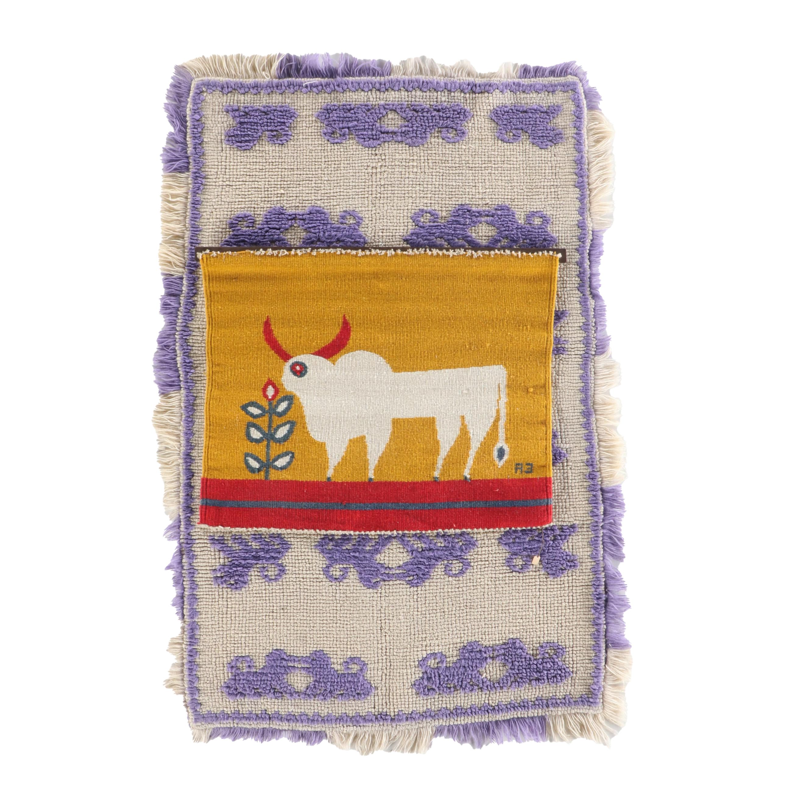 3'2 x 4'8 Hand-Knotted Accent Rug with Evelyn Ackerman Handwoven Wool Tapestry