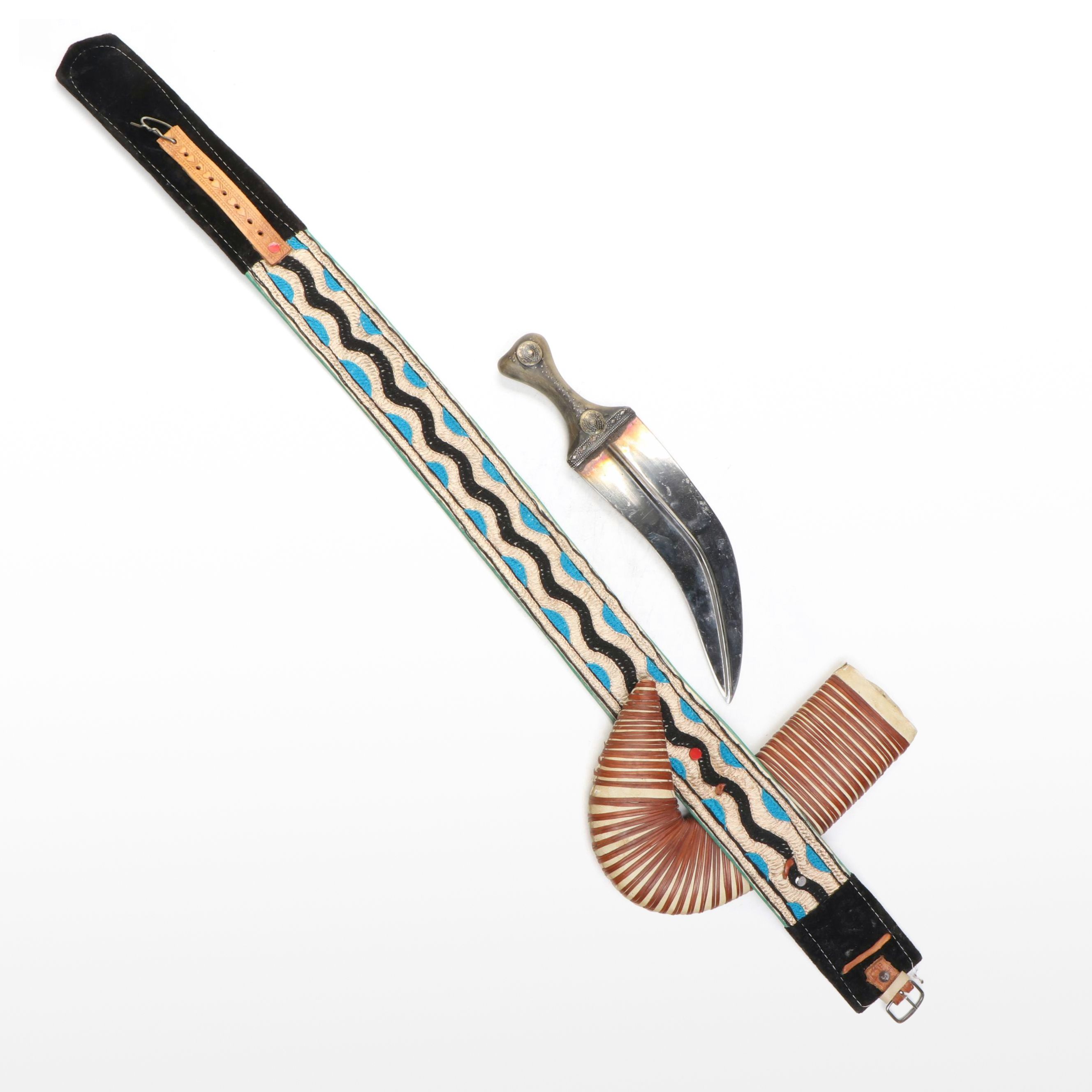 Middle Eastern Yemeni Jambiya Dagger with Belt