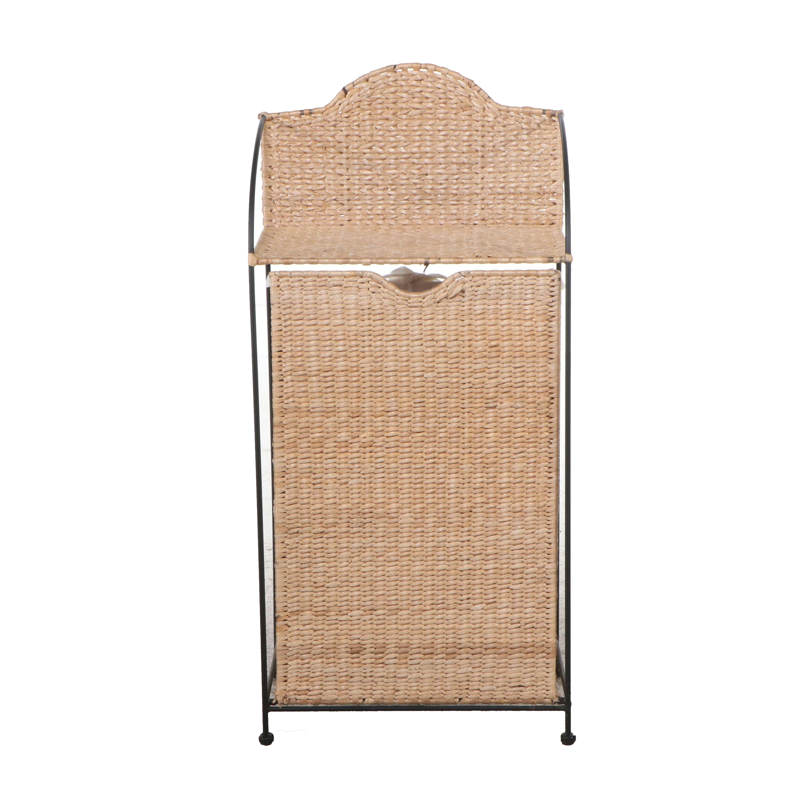 Contemporary Metal and Rush Hamper with Bathroom Accessories