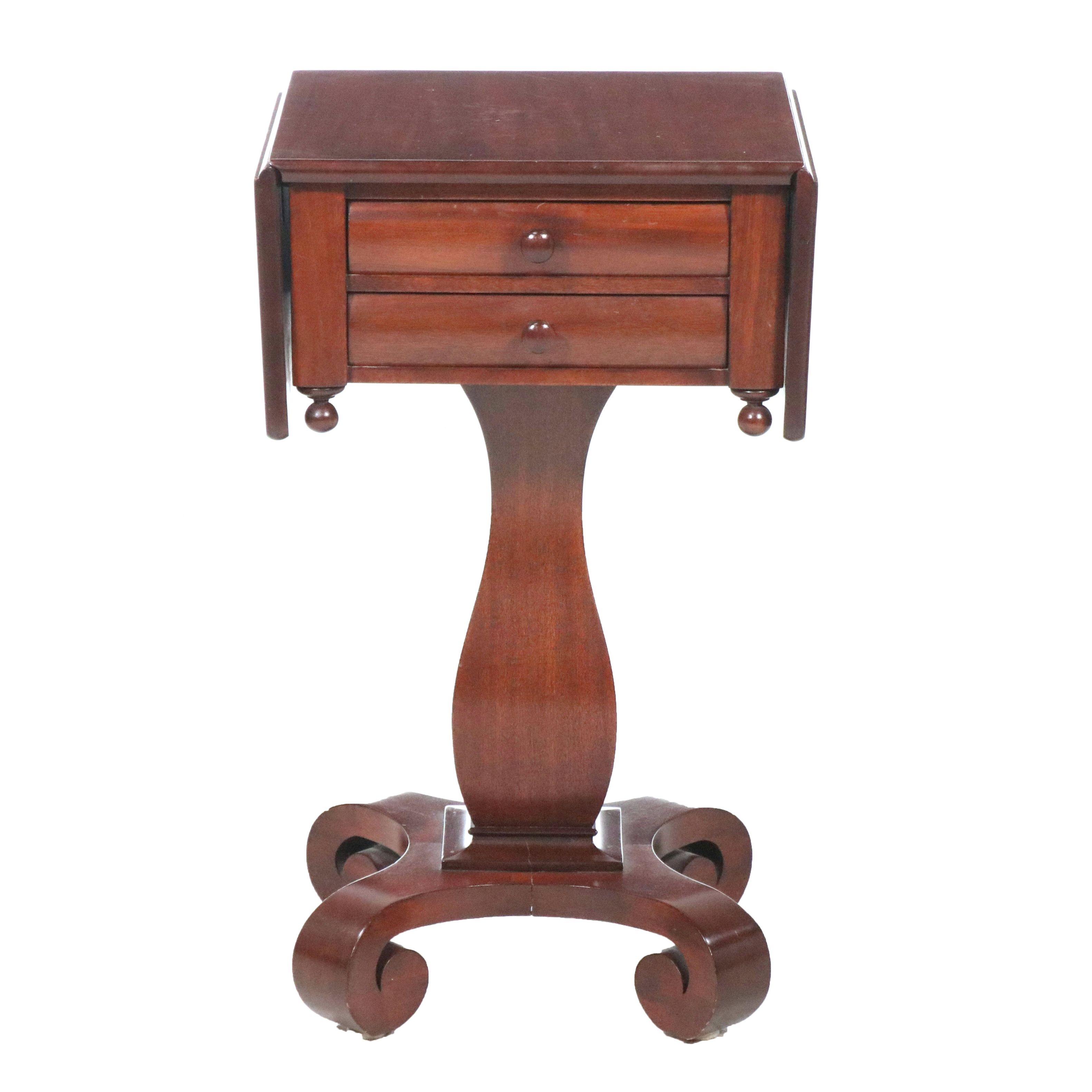 Empire Style Drop Leaf Mahogany Side Table