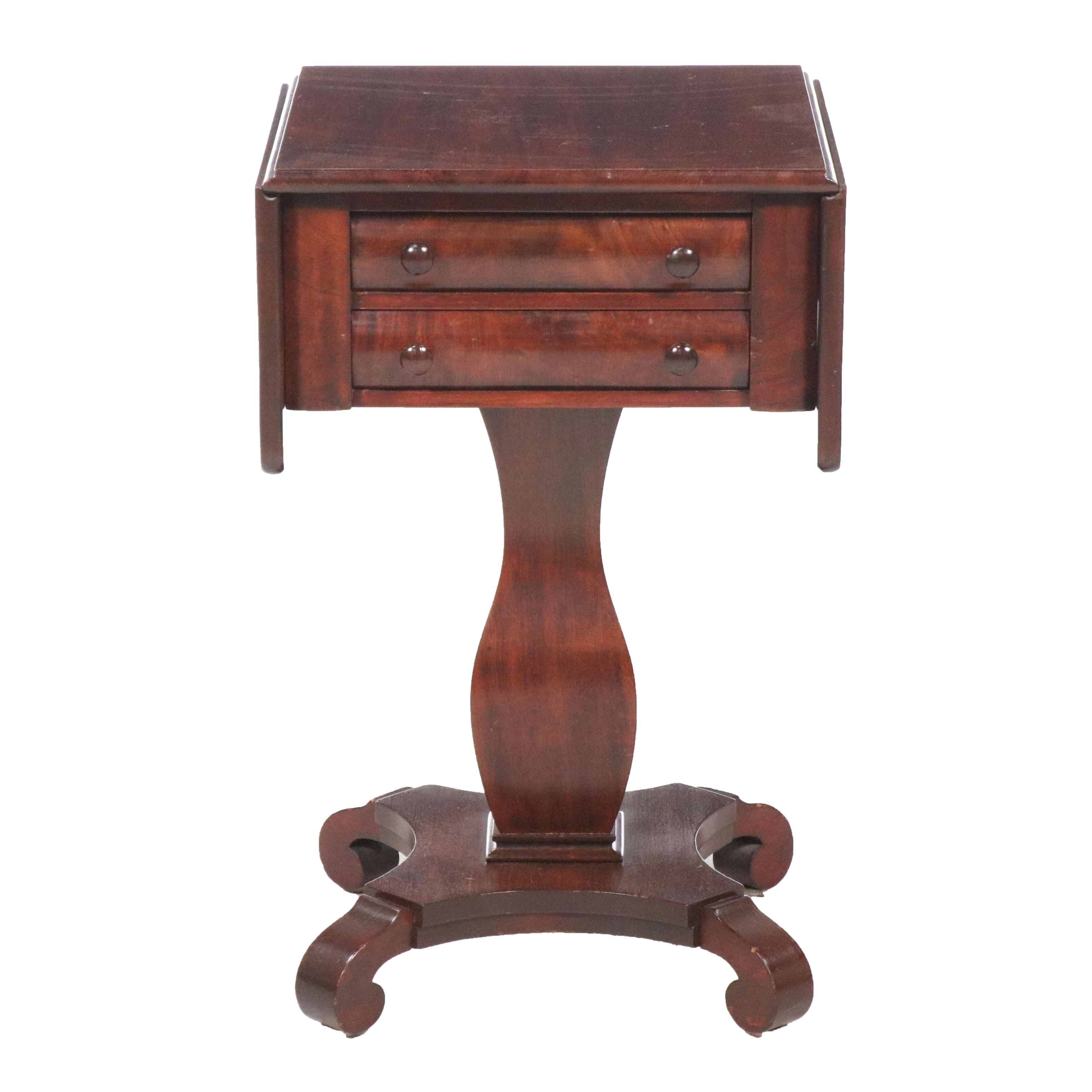 Empire Style Drop Leaf Mahogany Side Table