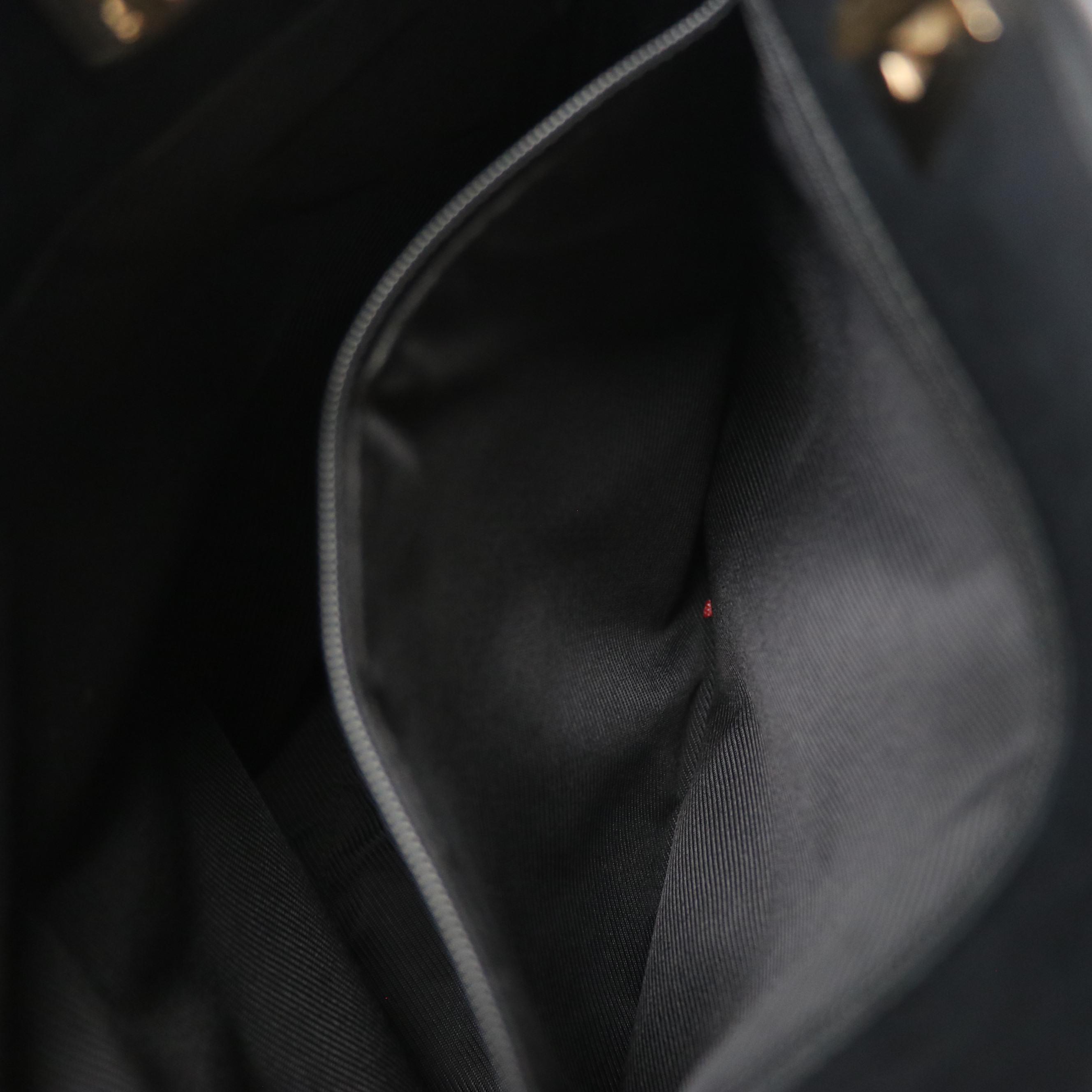 Gucci Small Bucket Tote in GG Canvas and Navy Calfskin Leather Trim