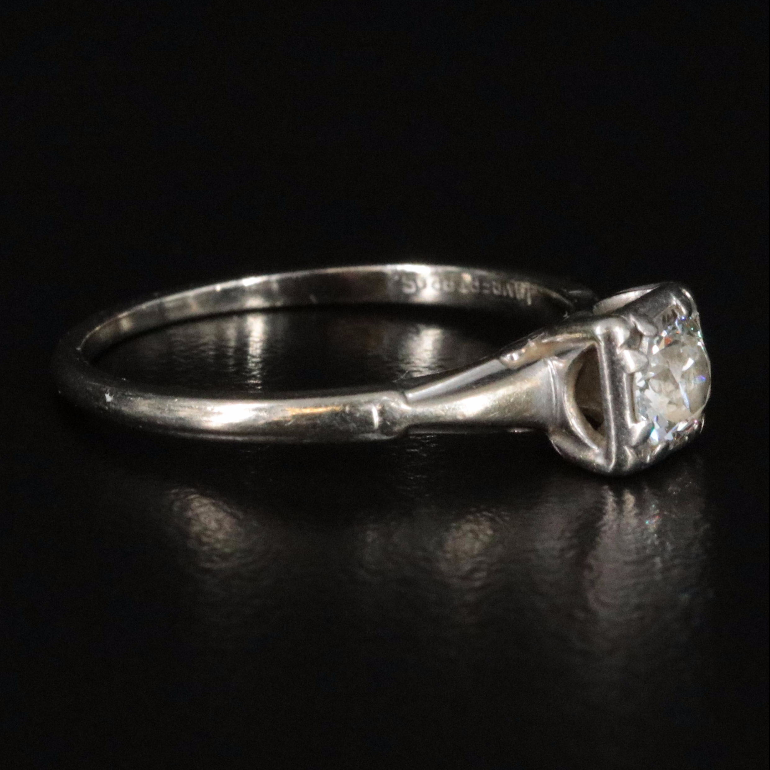 Vintage 18K 0.40 CT Diamond Solitaire Ring with Palladium Setting