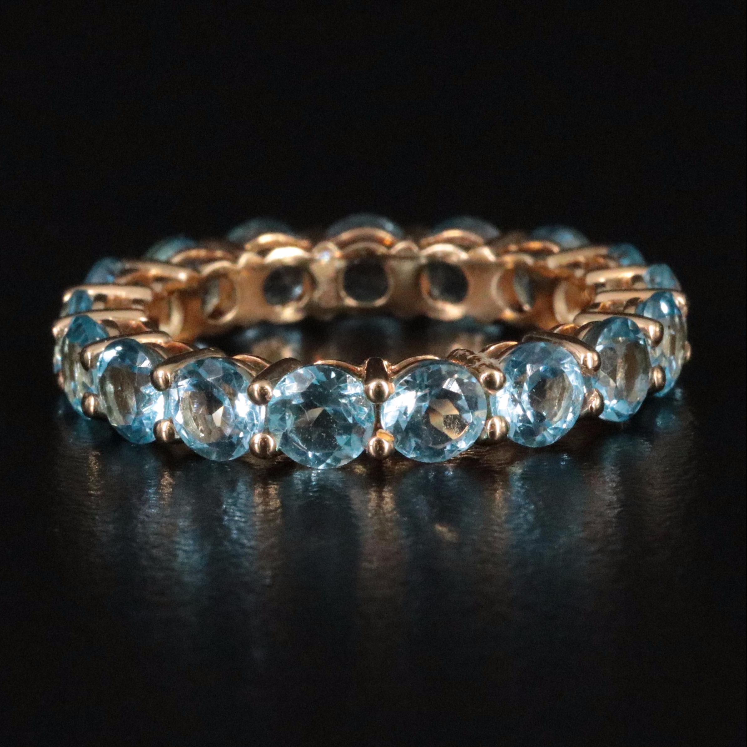 18K Swiss Blue Topaz Eternity Band