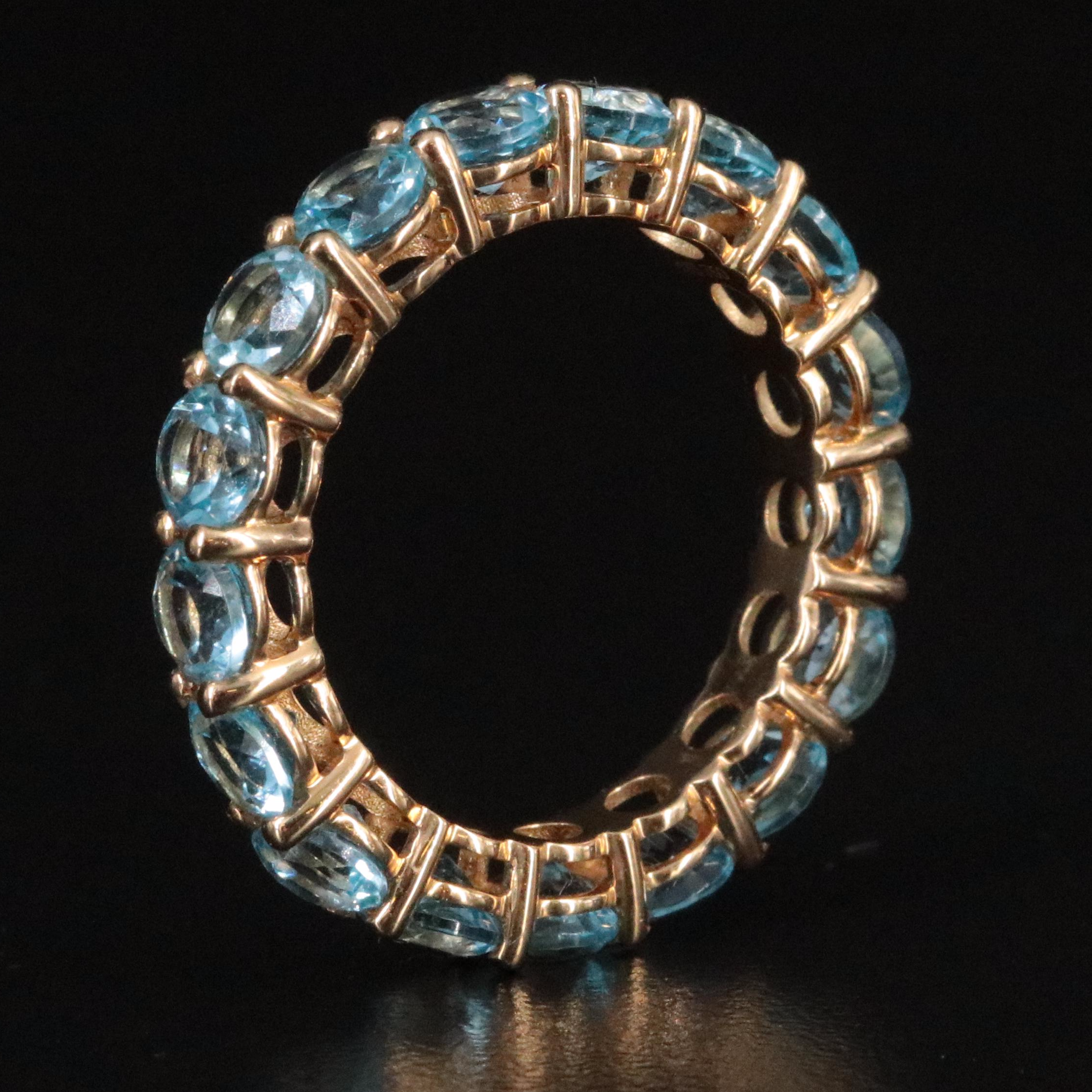 18K Swiss Blue Topaz Eternity Band