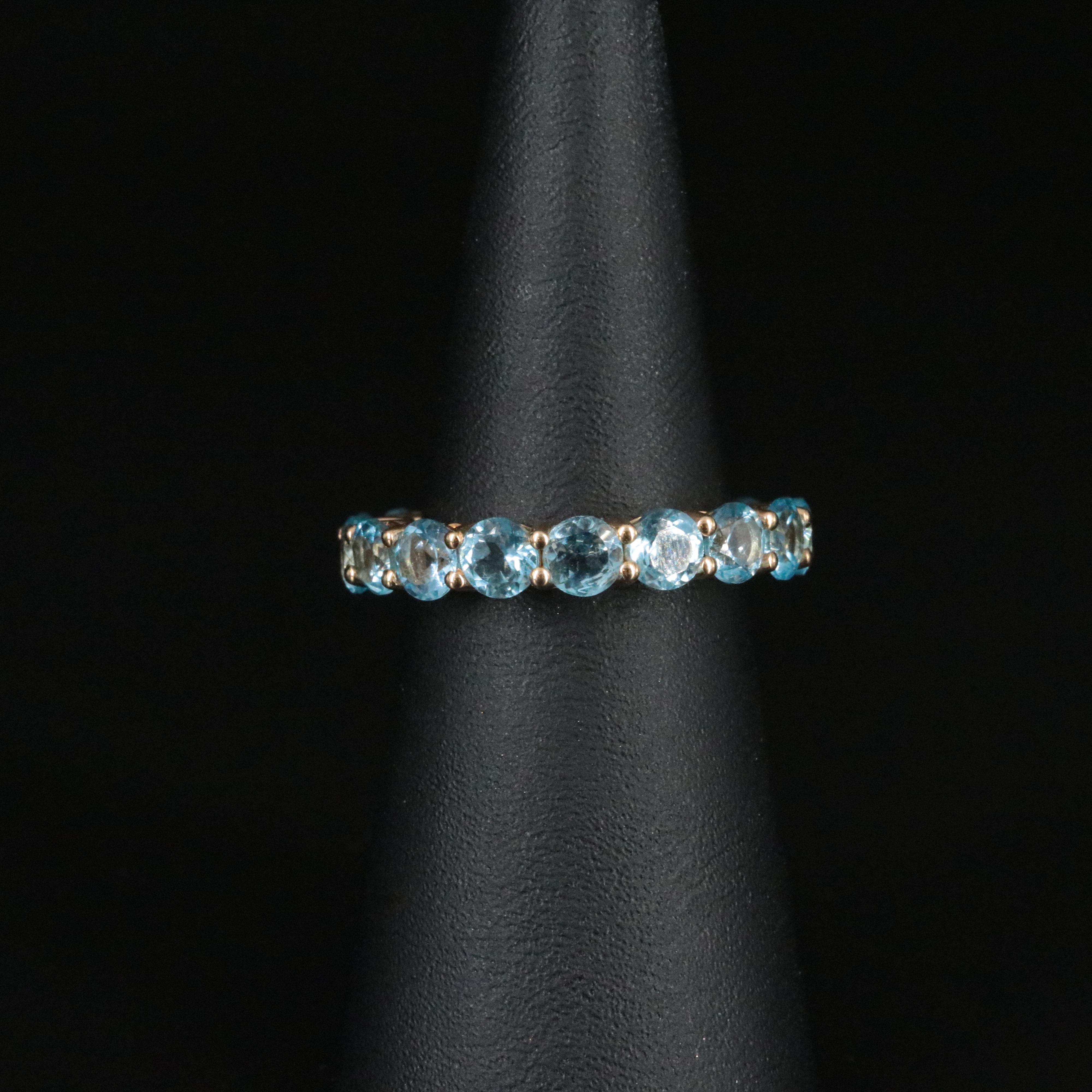18K Swiss Blue Topaz Eternity Band